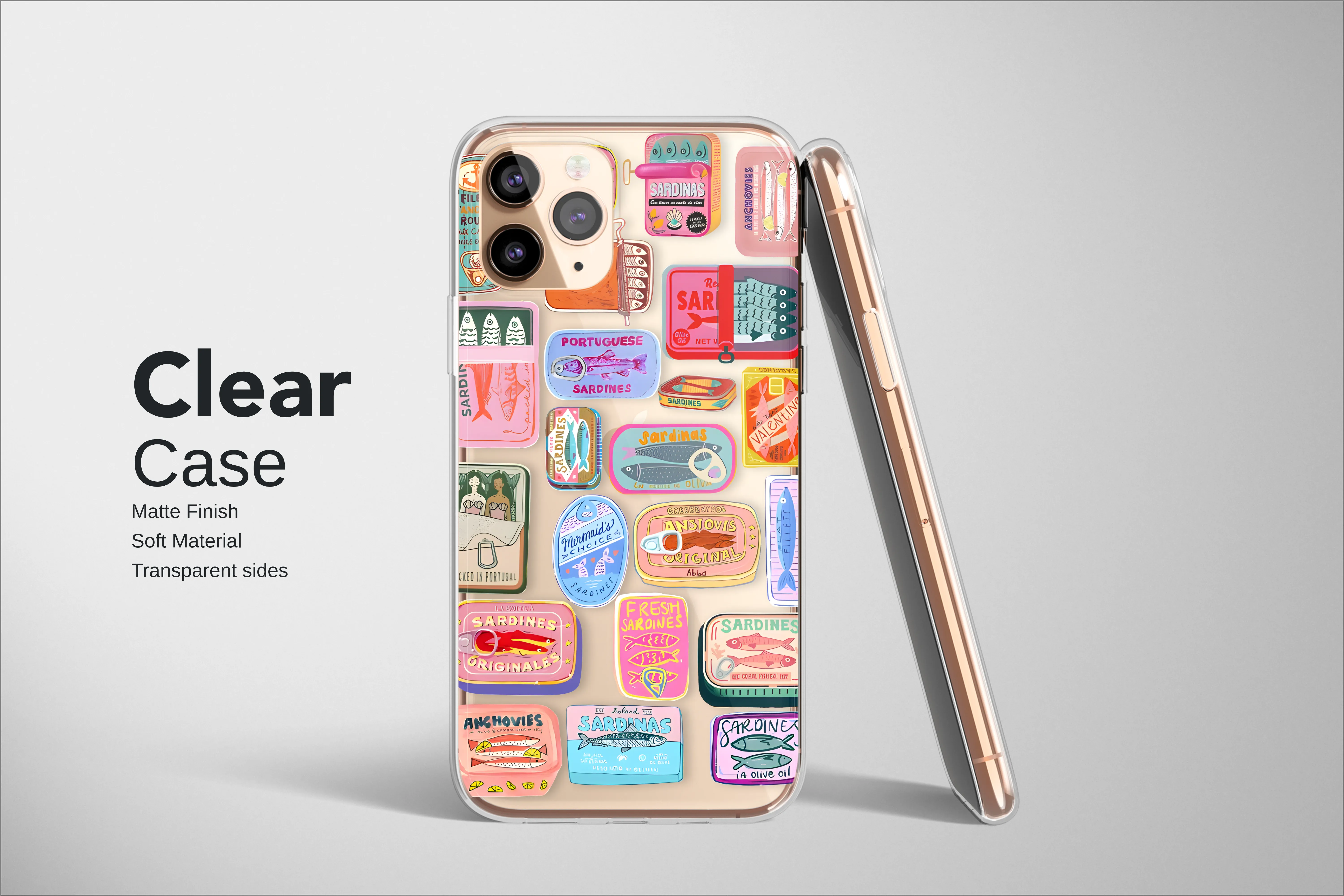 Clear Clear Colorful Sardine Tin Collage Illustrated Cover Phone Case Cover for iPhone 17 Pro Max 16 15 13 Samsung S25 S24 Pixel 9345 - Image 2