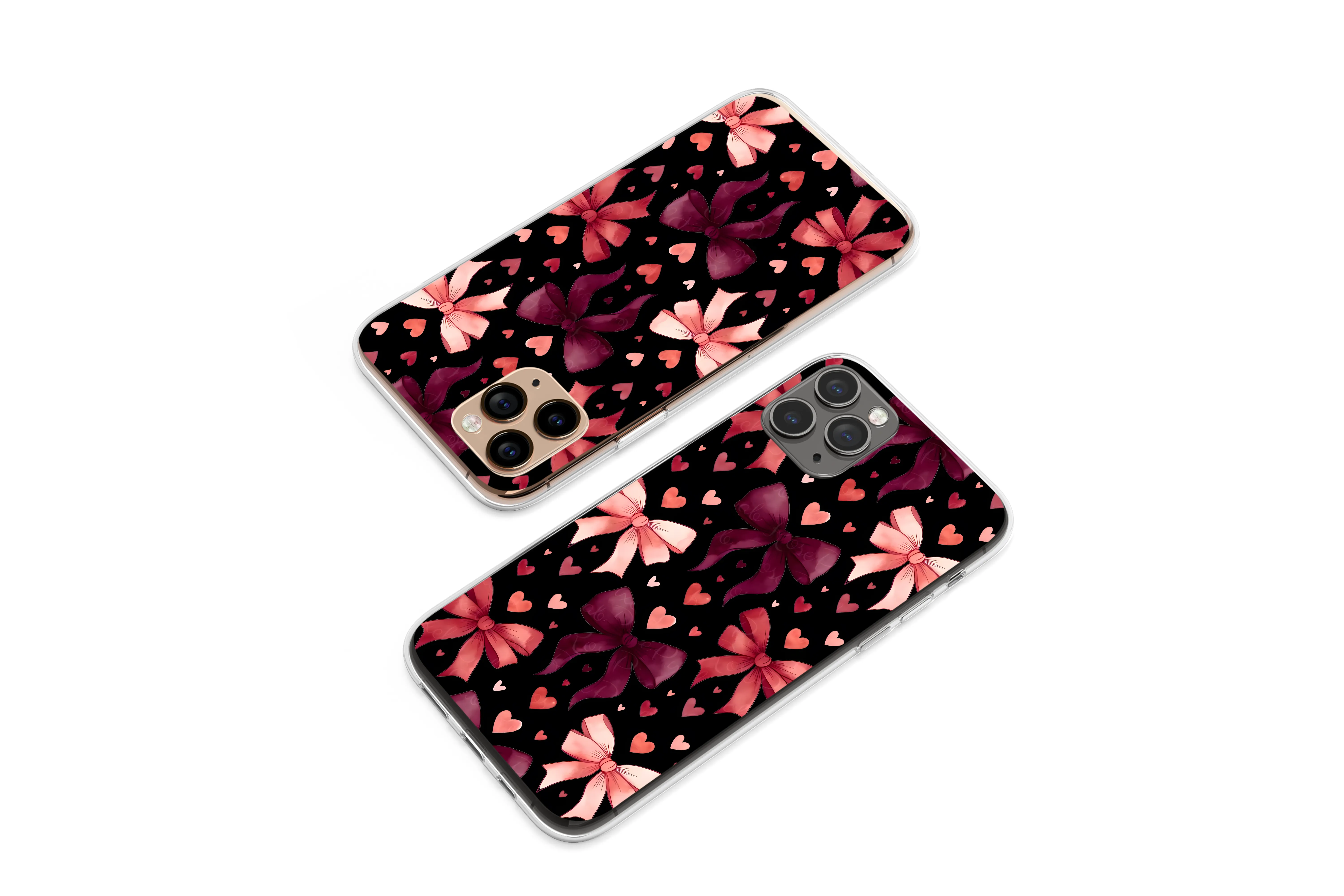 Clear Clear Coquette Pink Bow and Hearts Glitch Aesthetic Phone Case Cover for iPhone 17 Pro Max 16 15 13 Samsung S25 S24 Pixel 9378 - Image 1