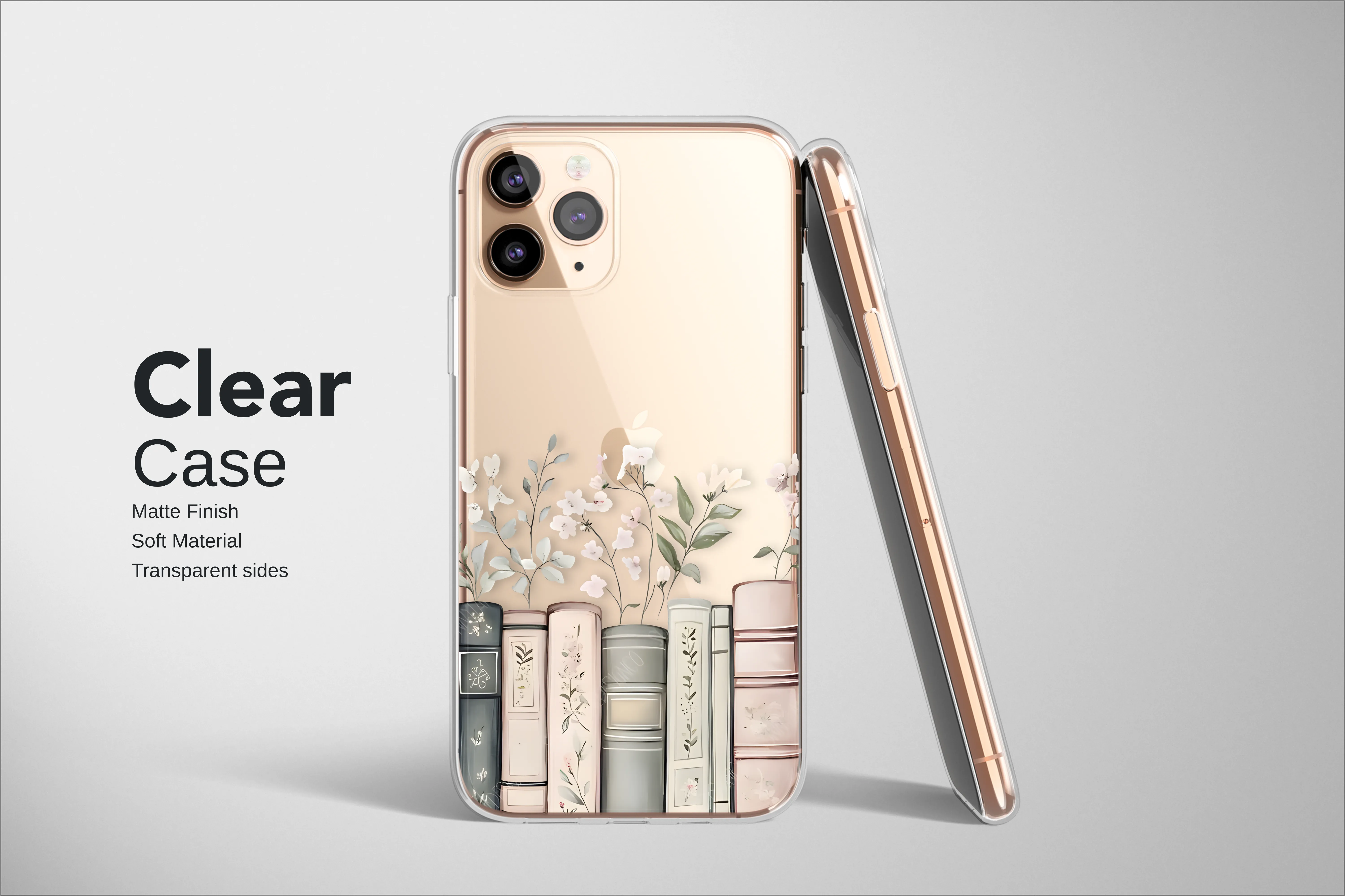 Clear Clear Cottagecore Bookshelf Floral Design for Book Lovers Phone Case Cover for iPhone 17 Pro Max 16 15 13 Samsung S25 S24 Pixel 8736 - Image 2