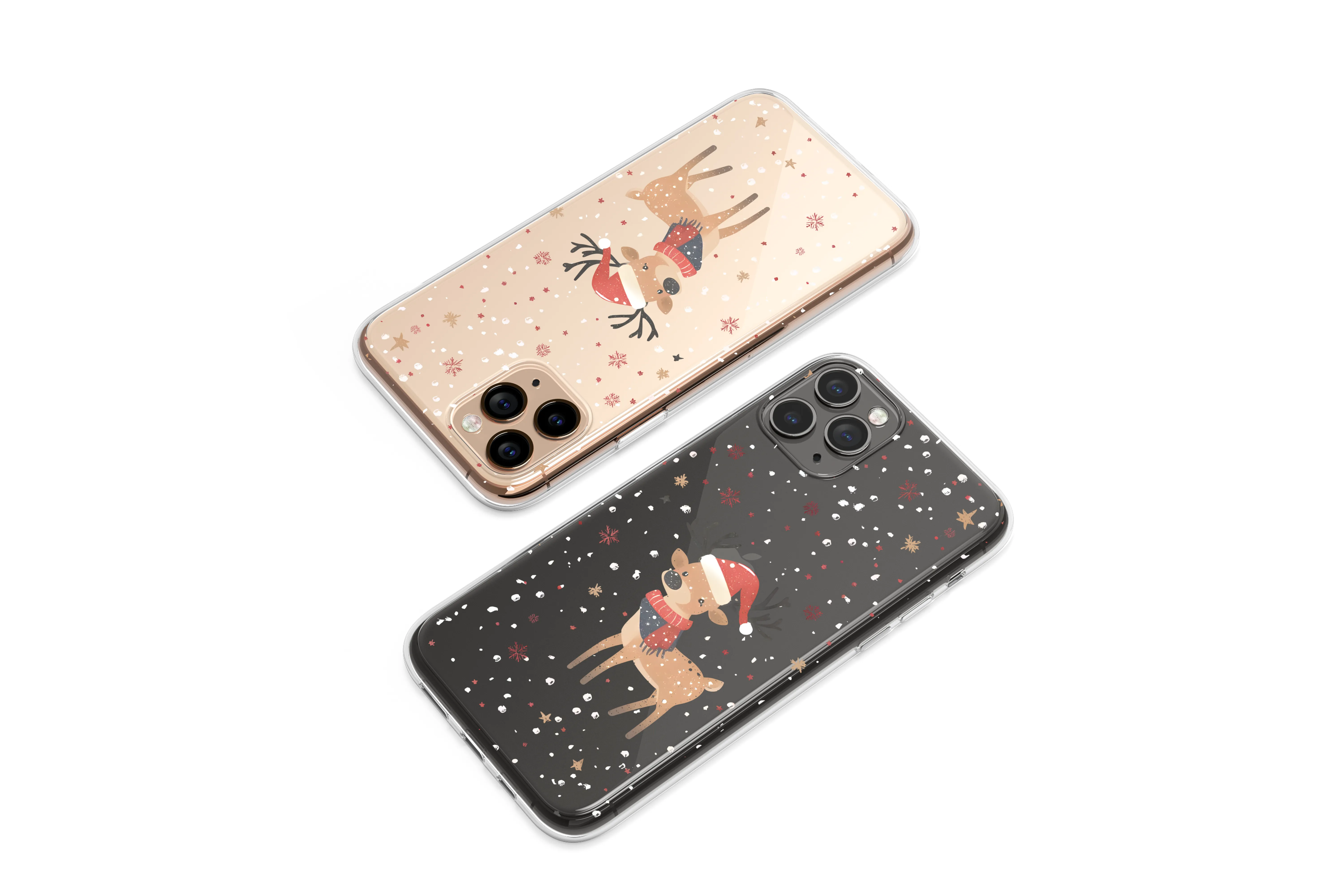 Clear Clear Cute Christmas Reindeer Snowy Winter Holiday Art Phone Case Cover for iPhone 17 Pro Max 16 15 13 Samsung S25 S24 Pixel 8282 - Image 1
