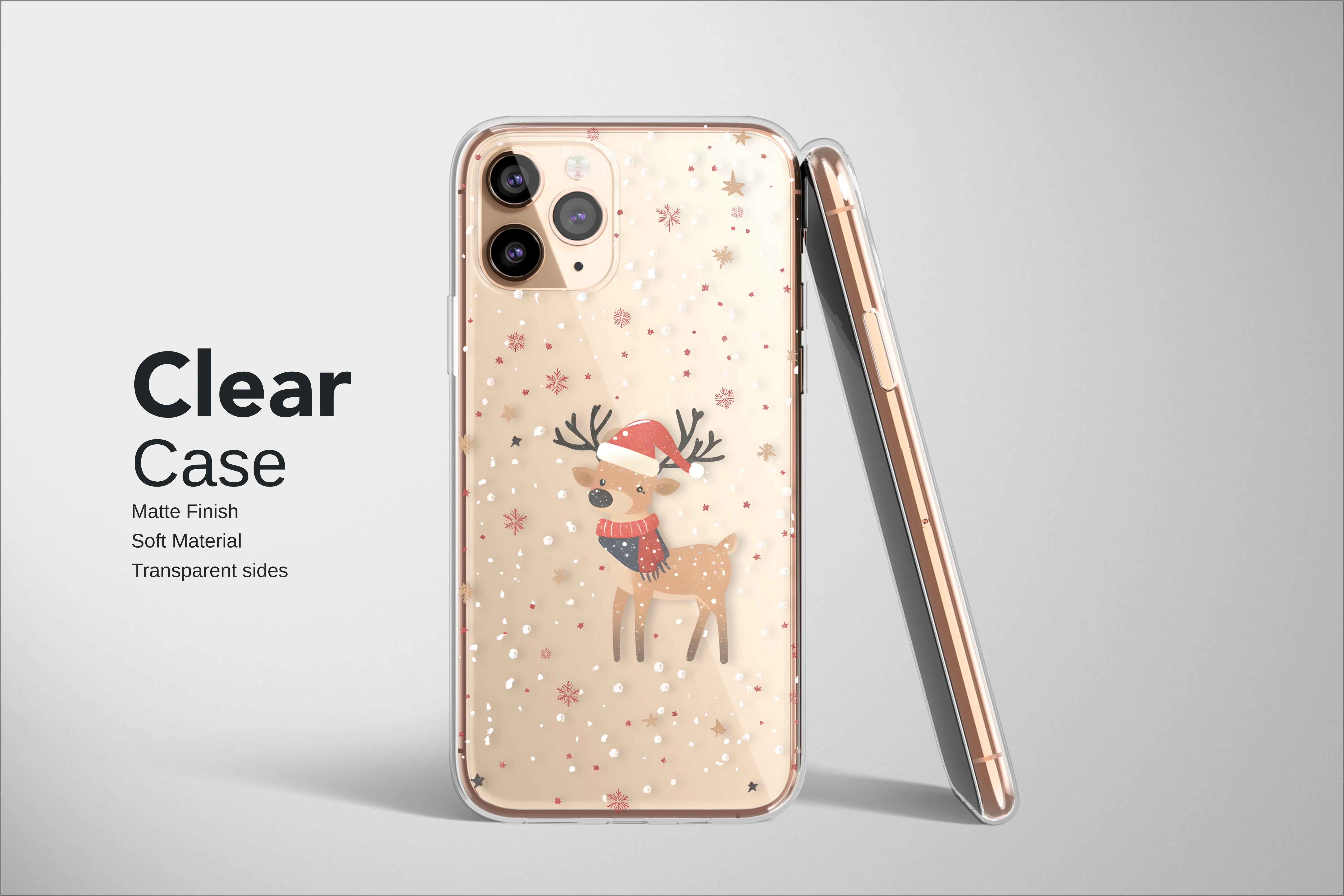 Clear Clear Cute Christmas Reindeer Snowy Winter Holiday Art Phone Case Cover for iPhone 17 Pro Max 16 15 13 Samsung S25 S24 Pixel 8282 - Image 2