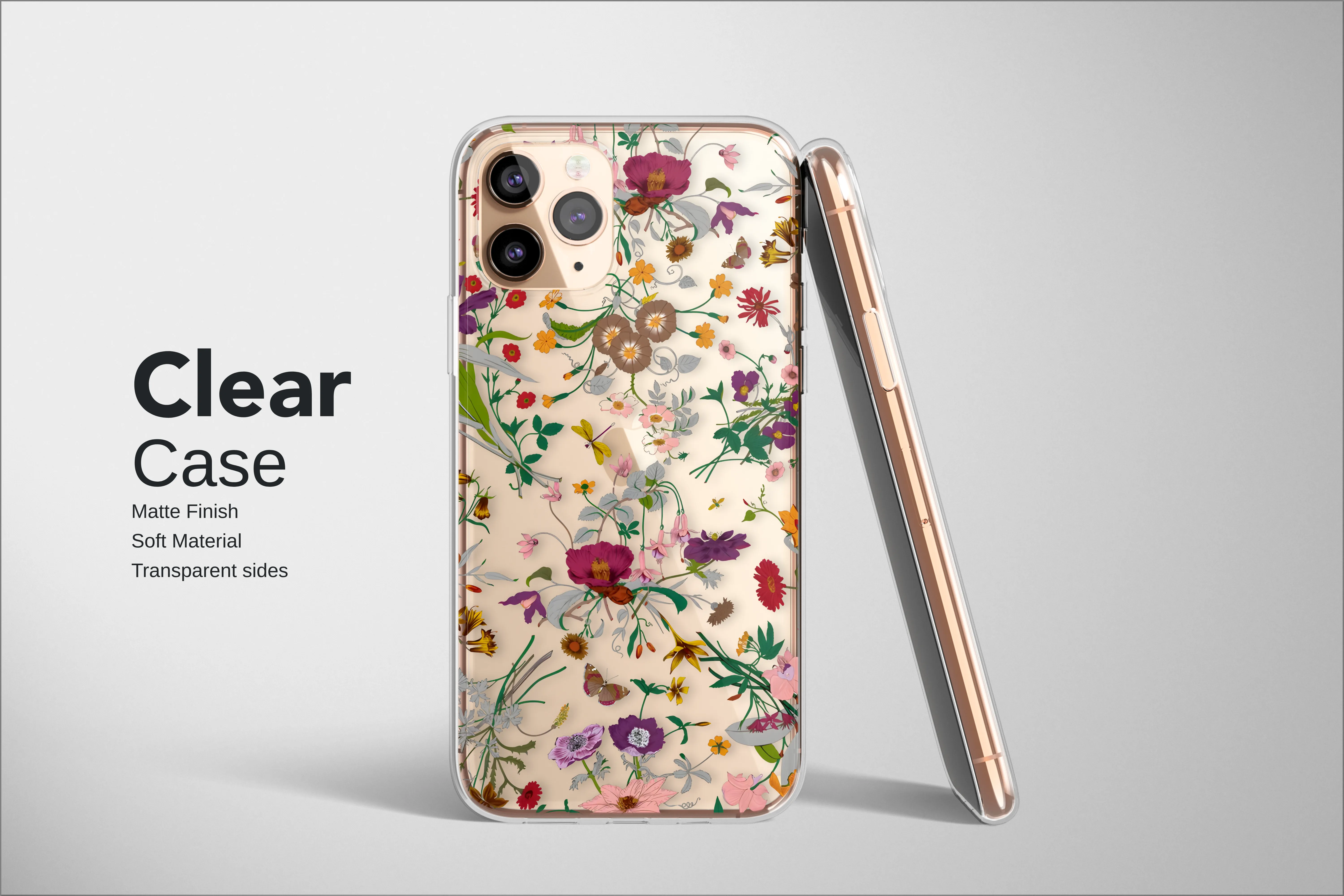 Clear Clear Dark Floral Wildflower Garden Vintage Botanical Print Phone Case Cover for iPhone 17 Pro Max 16 15 13 Samsung S26 S25 Pixel 9636 - Image 2