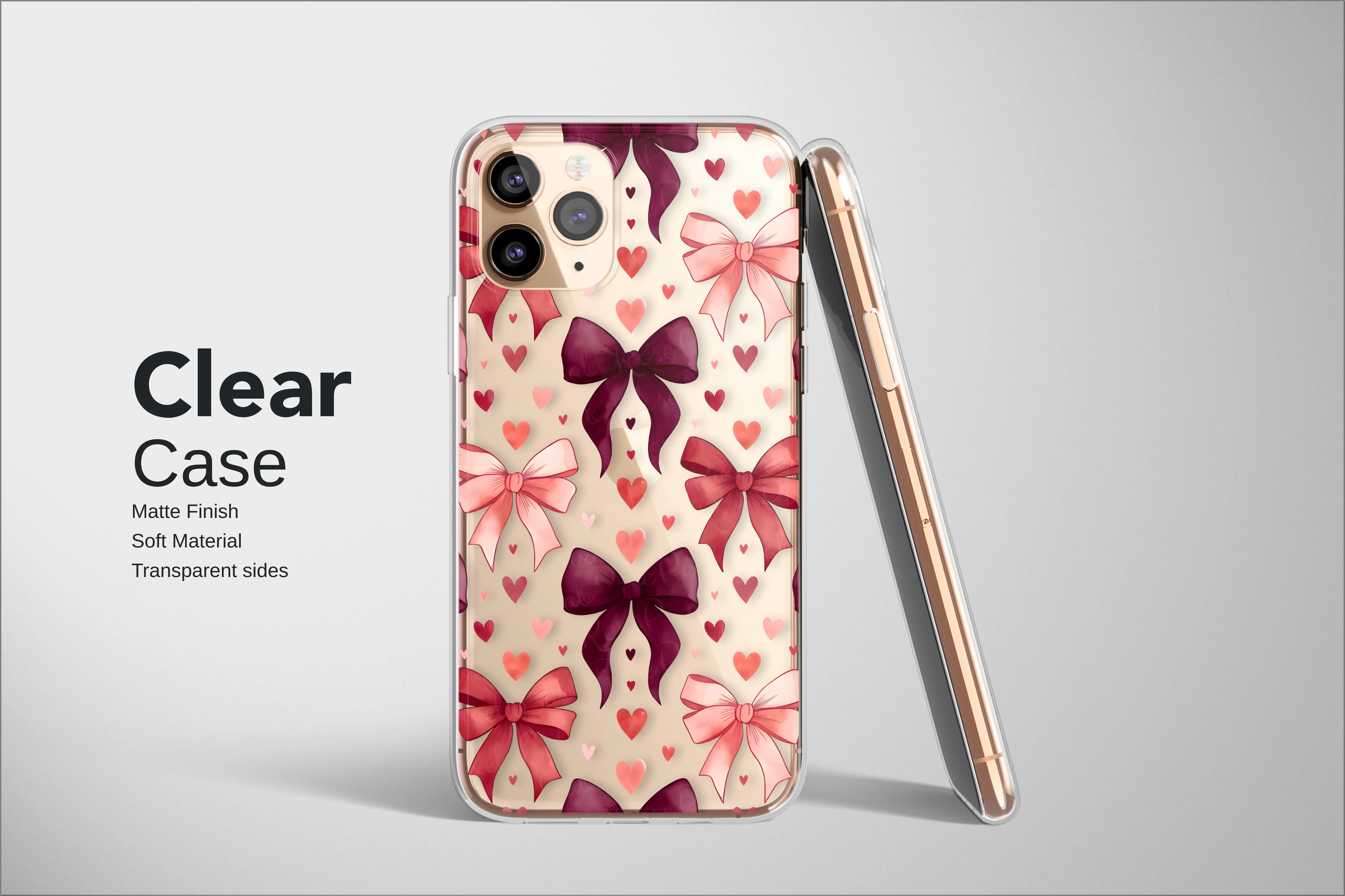 Clear Clear Glitch Art Coquette Bow and Pixelated Heart Pattern Phone Case Cover for iPhone 17 Pro Max 16 15 13 Samsung S25 S24 Pixel 9381 - Image 2