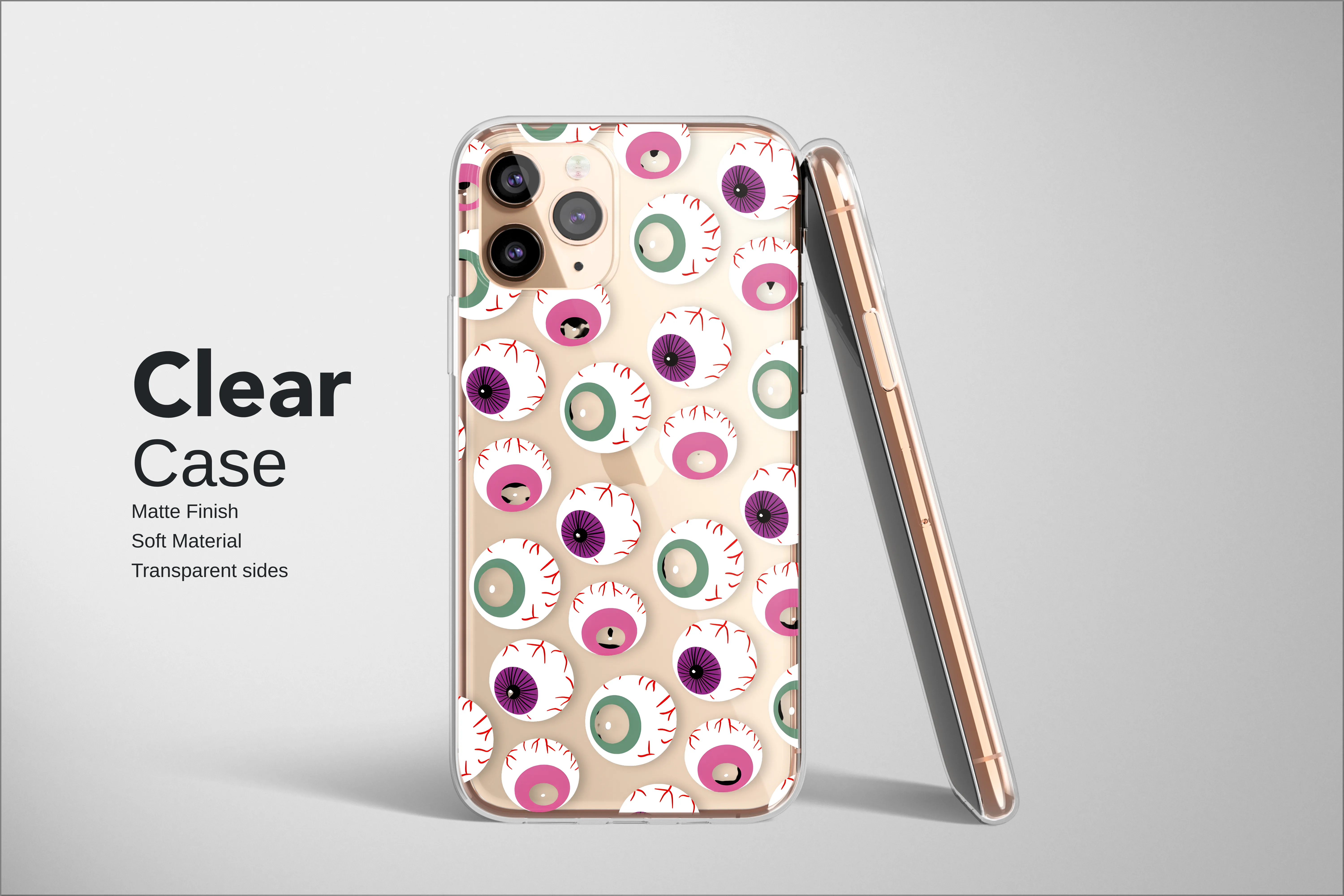 Clear Clear Glitch Art Eyeball Pattern Spooky Graphic Phone Case Cover for iPhone 17 Pro Max 16 15 Plus 14 13 Mini Samsung S25 S24 Pixel 10 9 8192