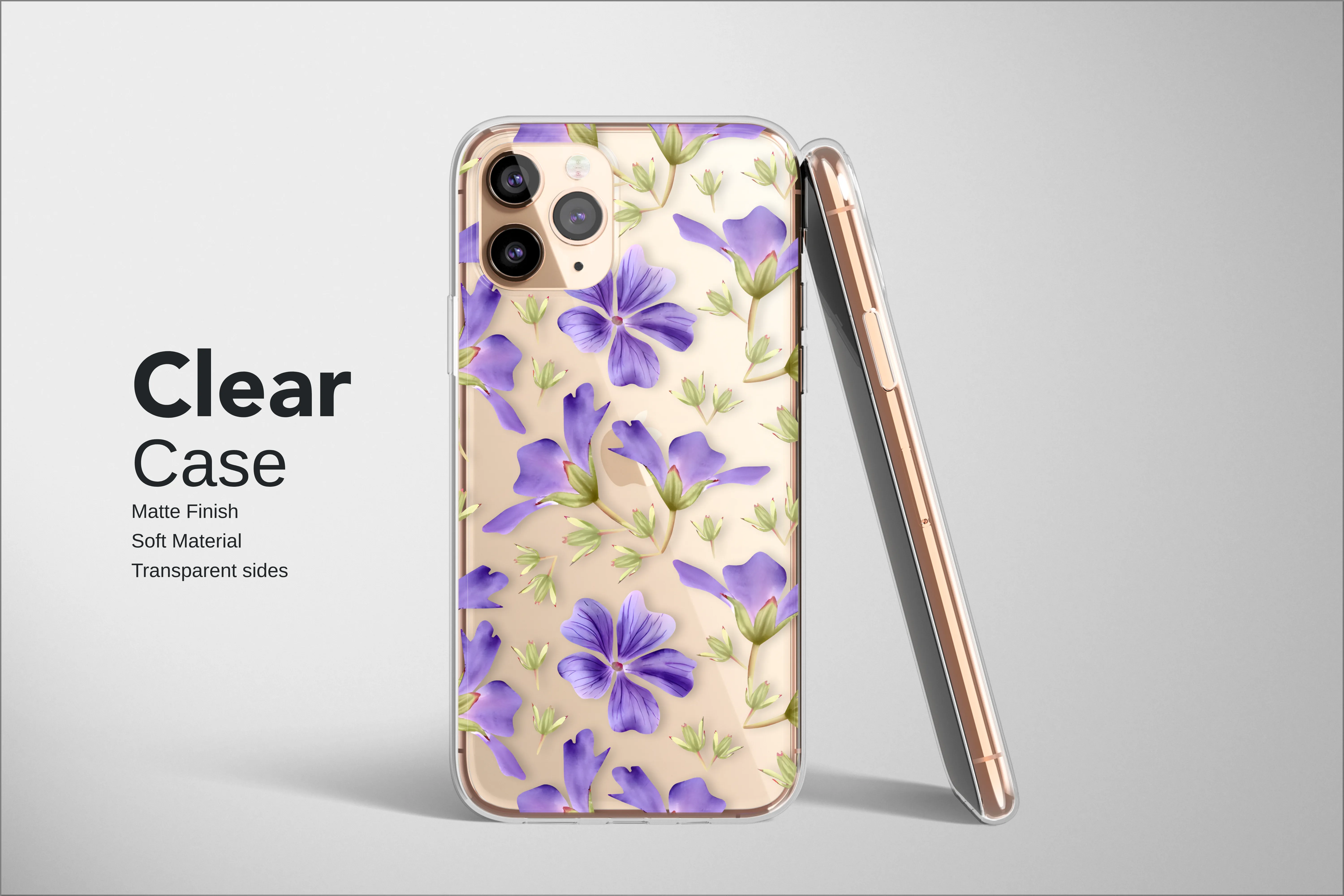 Clear Clear Glitch Art Purple Floral Abstract Pixelated Design Phone Case Cover for iPhone 17 Pro Max 16 15 13 Samsung S25 S24 Pixel 9347 - Image 2