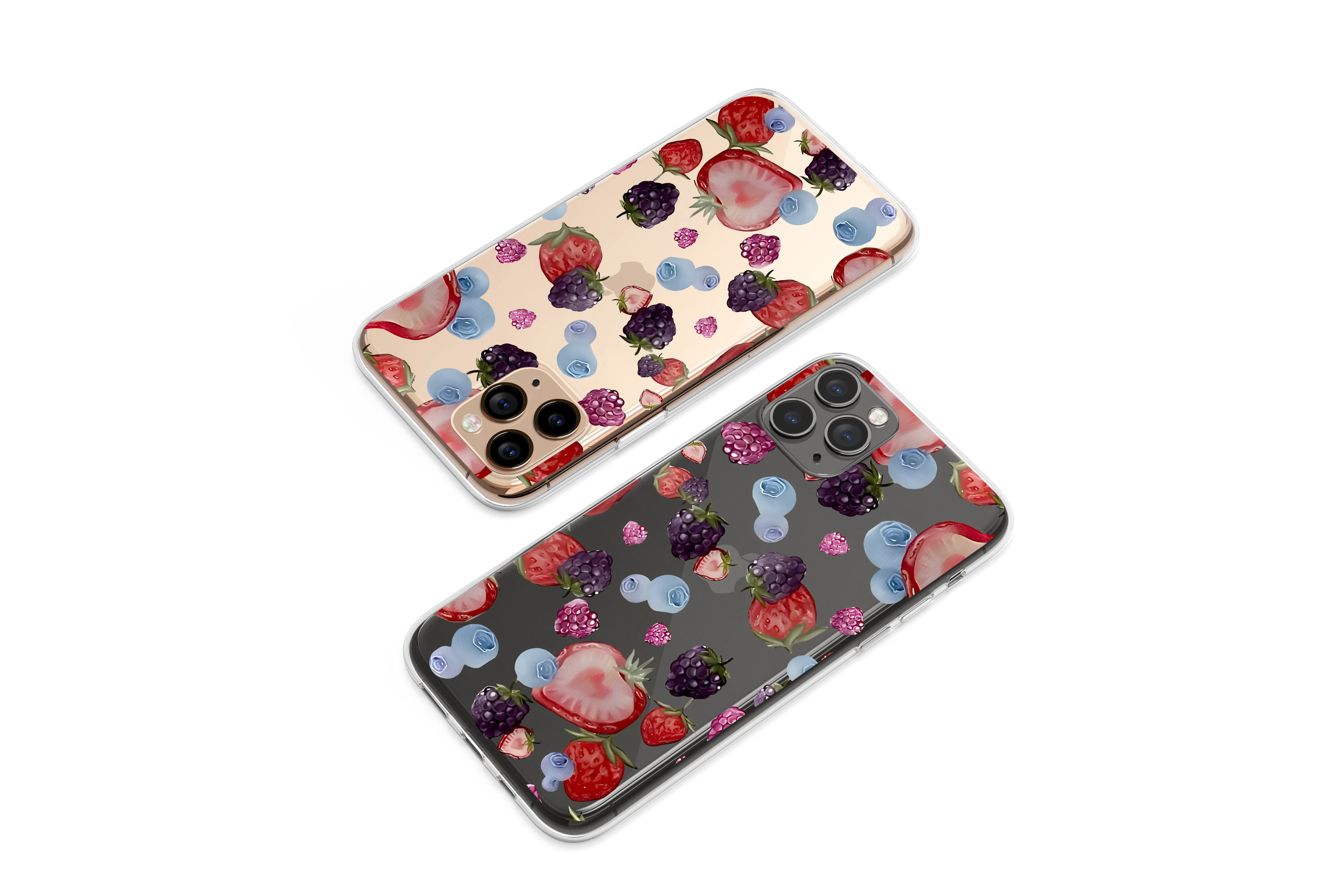 Clear Clear Glitch Art Strawberry Berry Fruit Watercolor Pattern Phone Case Cover for iPhone 17 Pro Max 16 15 13 Samsung S26 S25 Pixel 9581 - Image 1
