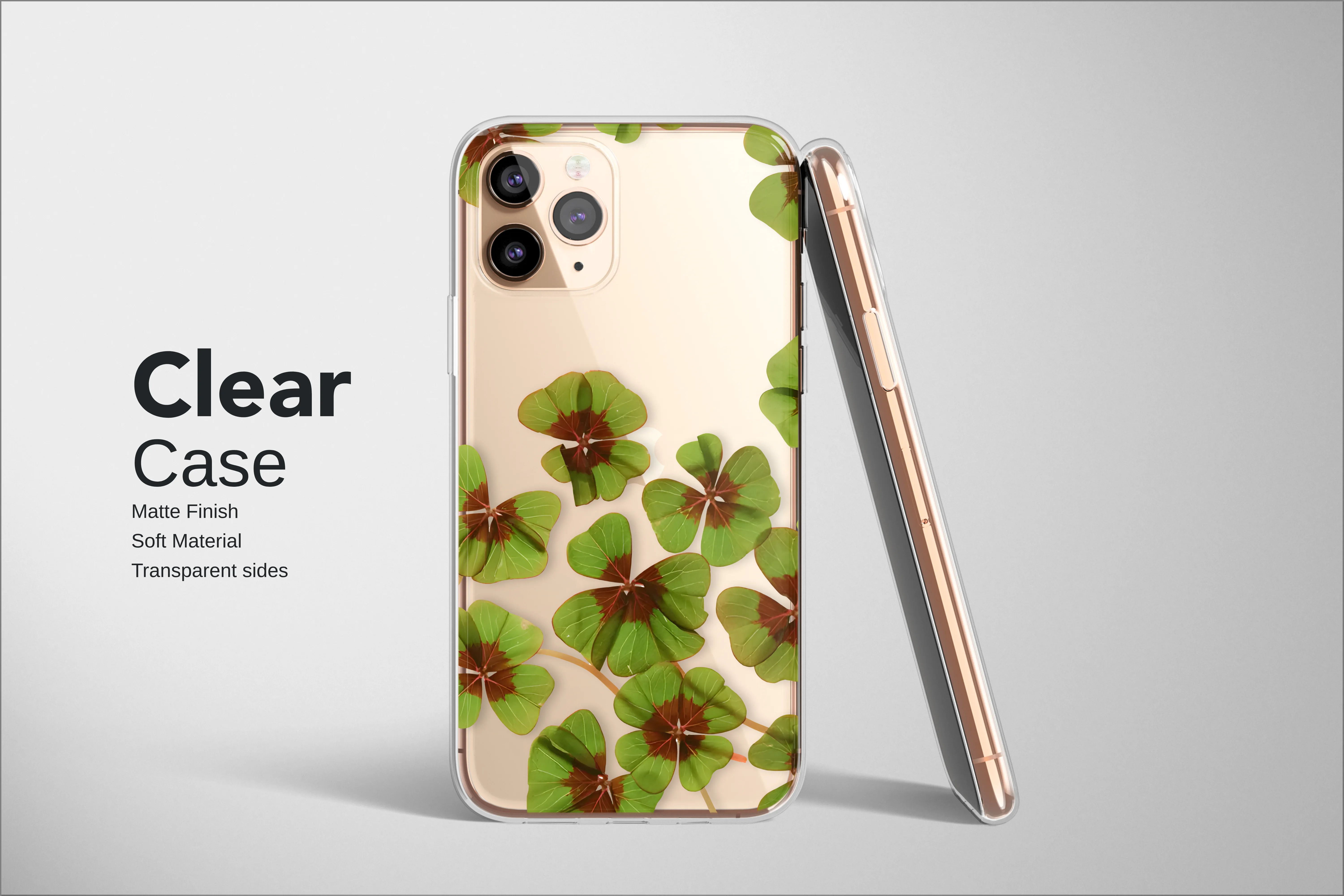Clear Clear Lucky Four Leaf Clover Glitch Art Design Phone Case Cover for iPhone 17 Pro Max 16 15 Plus 14 13 Mini Samsung S26 S25 Pixel 10 9 9638 - Image 2