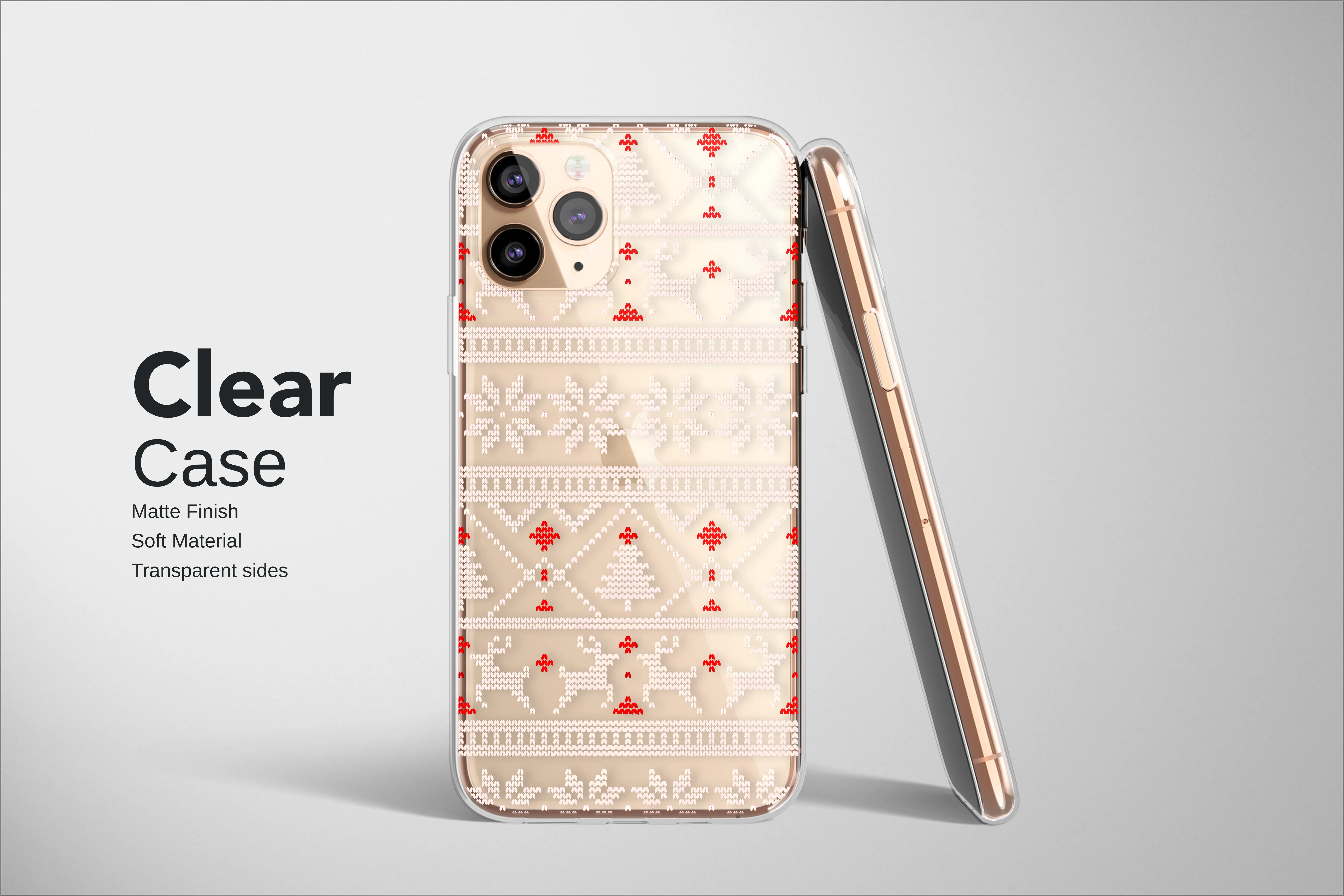 Clear Clear Nordic Christmas Sweater Reindeer and Tree Pattern Phone Case Cover for iPhone 17 Pro Max 16 15 13 Samsung S25 S24 Pixel 8275 - Image 2