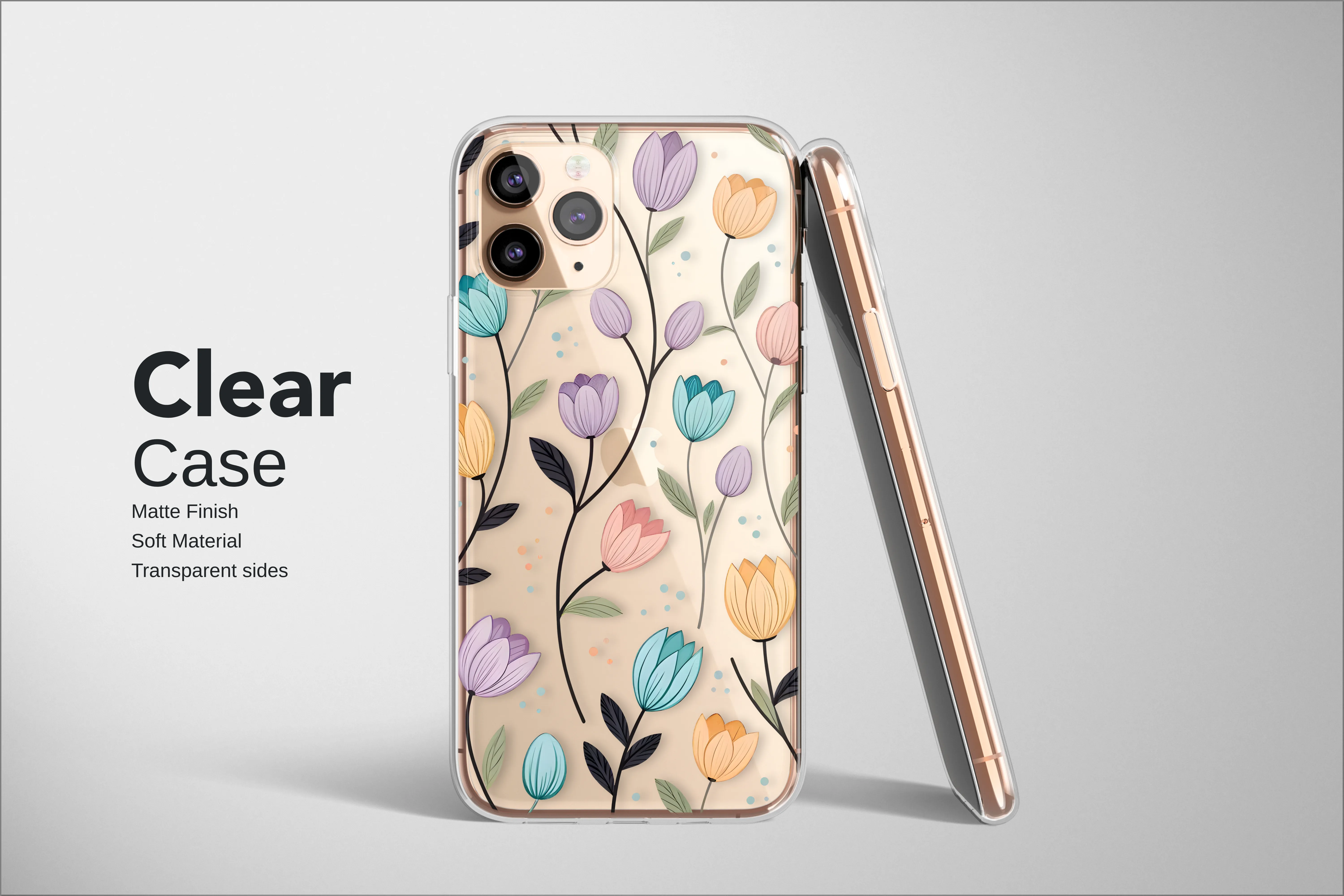 Clear Clear Pastel Glitch Floral Dark Botanical Pattern Phone Case Cover for iPhone 17 Pro Max 16 15 13 Samsung S25 S24 Pixel 9380 - Image 2