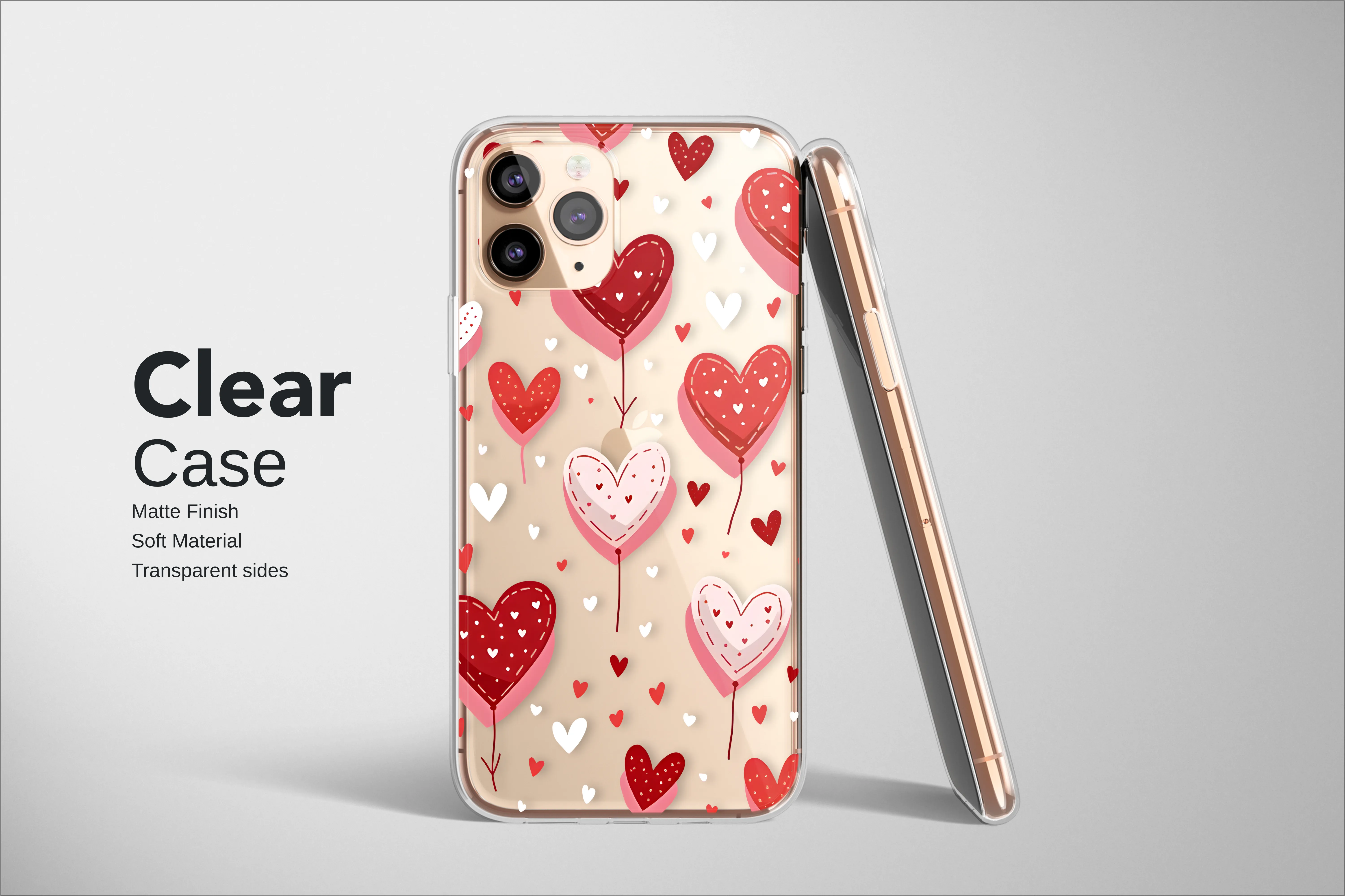 Clear Clear Romantic Heart Balloon Love Pattern Phone Case Cover for iPhone 17 Pro Max 16 15 Plus 14 13 Mini Samsung S25 S24 Pixel 10 9 9350 - Image 2