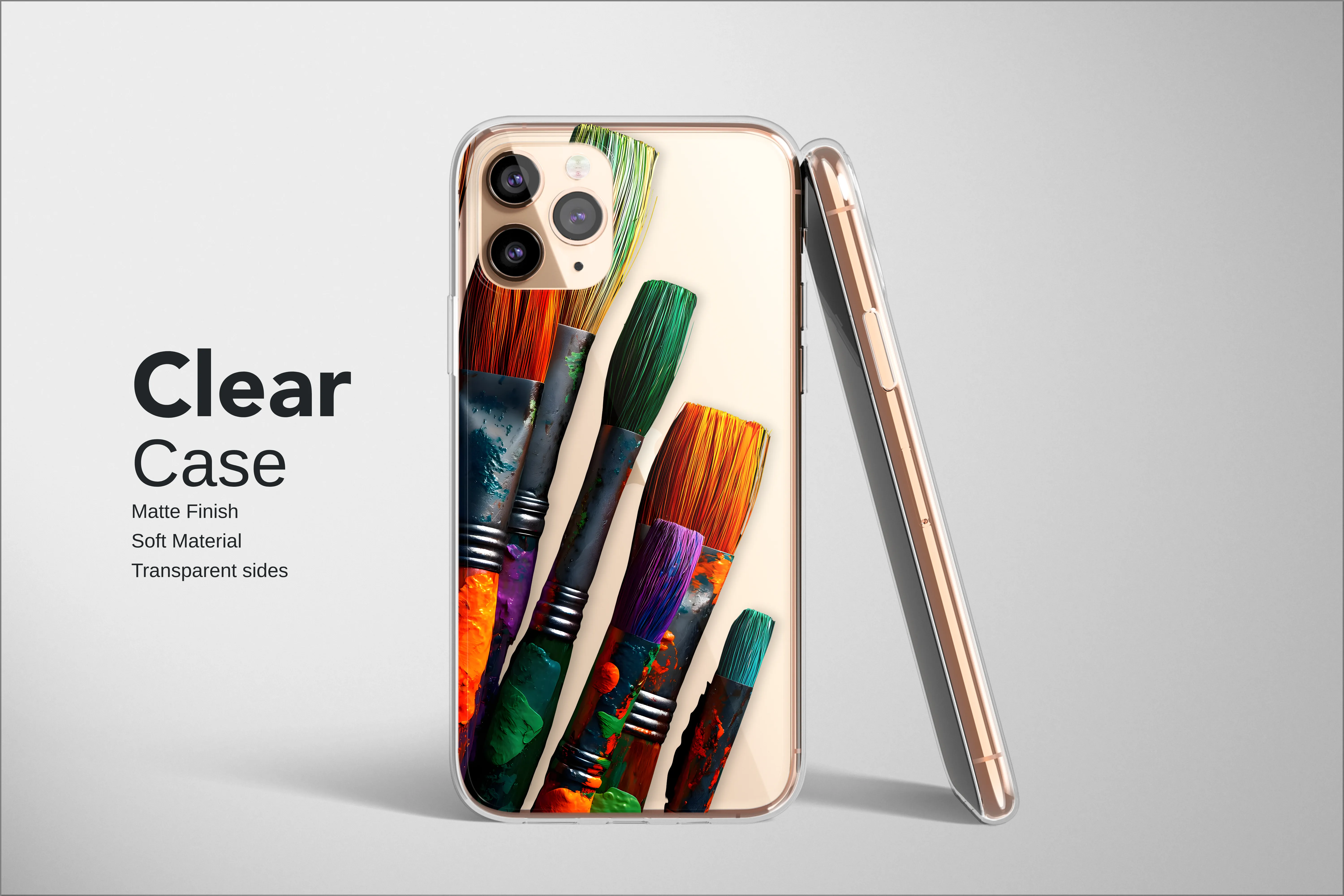 Clear Clear Vibrant Artist Paint Brushes Graphic Phone Case Cover for iPhone 17 Pro Max 16 15 Plus 14 13 Mini Samsung S25 S24 Pixel 10 9 8278 - Image 2