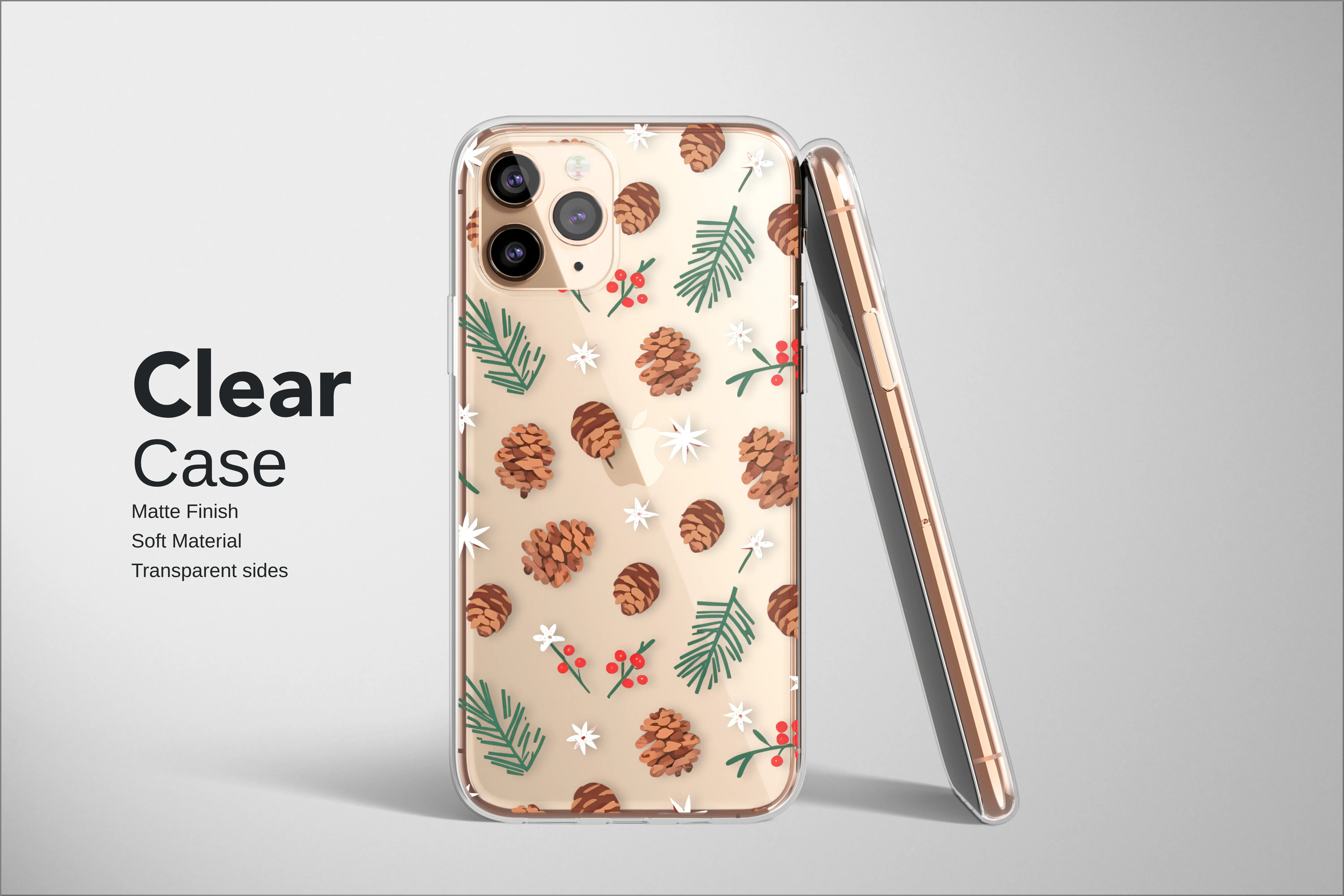 Clear Cozy Pixel Pinecone Holiday Art Phone Case iPhone Samsung Cover Pixel 8091 - Image 2