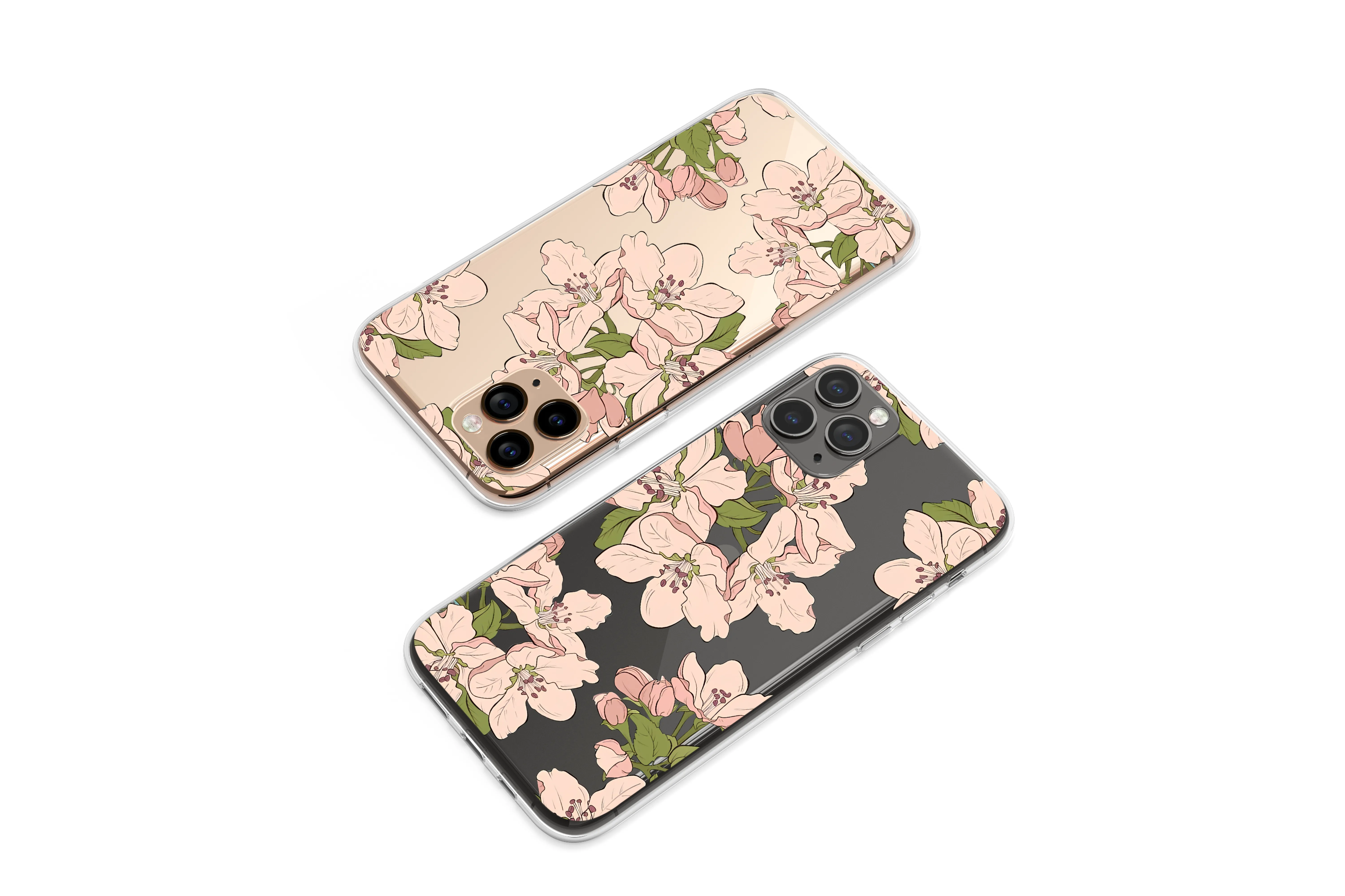 Clear Midnight Bloom Elegant Floral Art Phone Case iPhone Samsung Cover Pixel 7516
