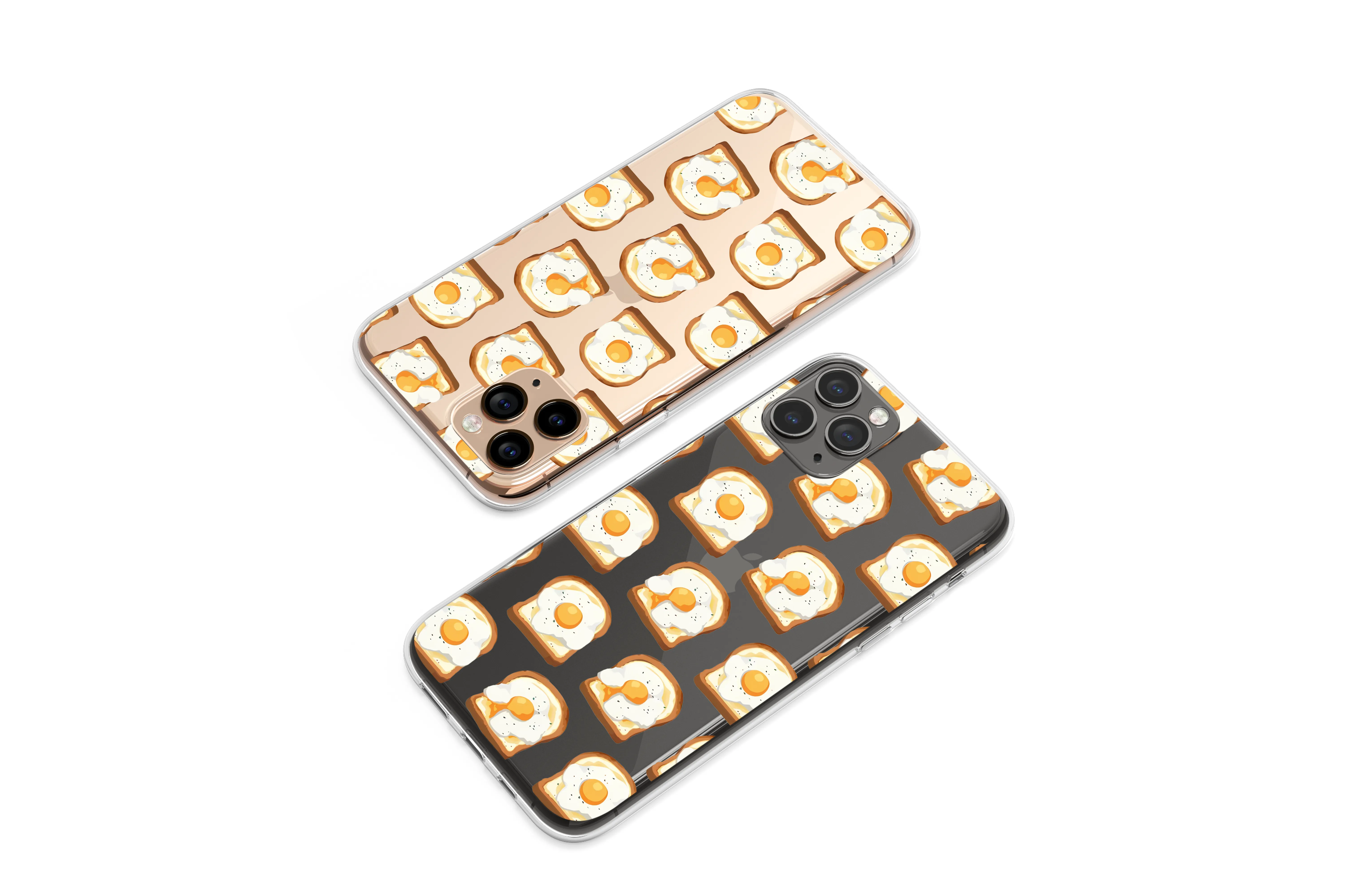 Clear Sunny Side Up Egg Toast Pattern Phone Case iPhone Samsung Cover Pixel 7499