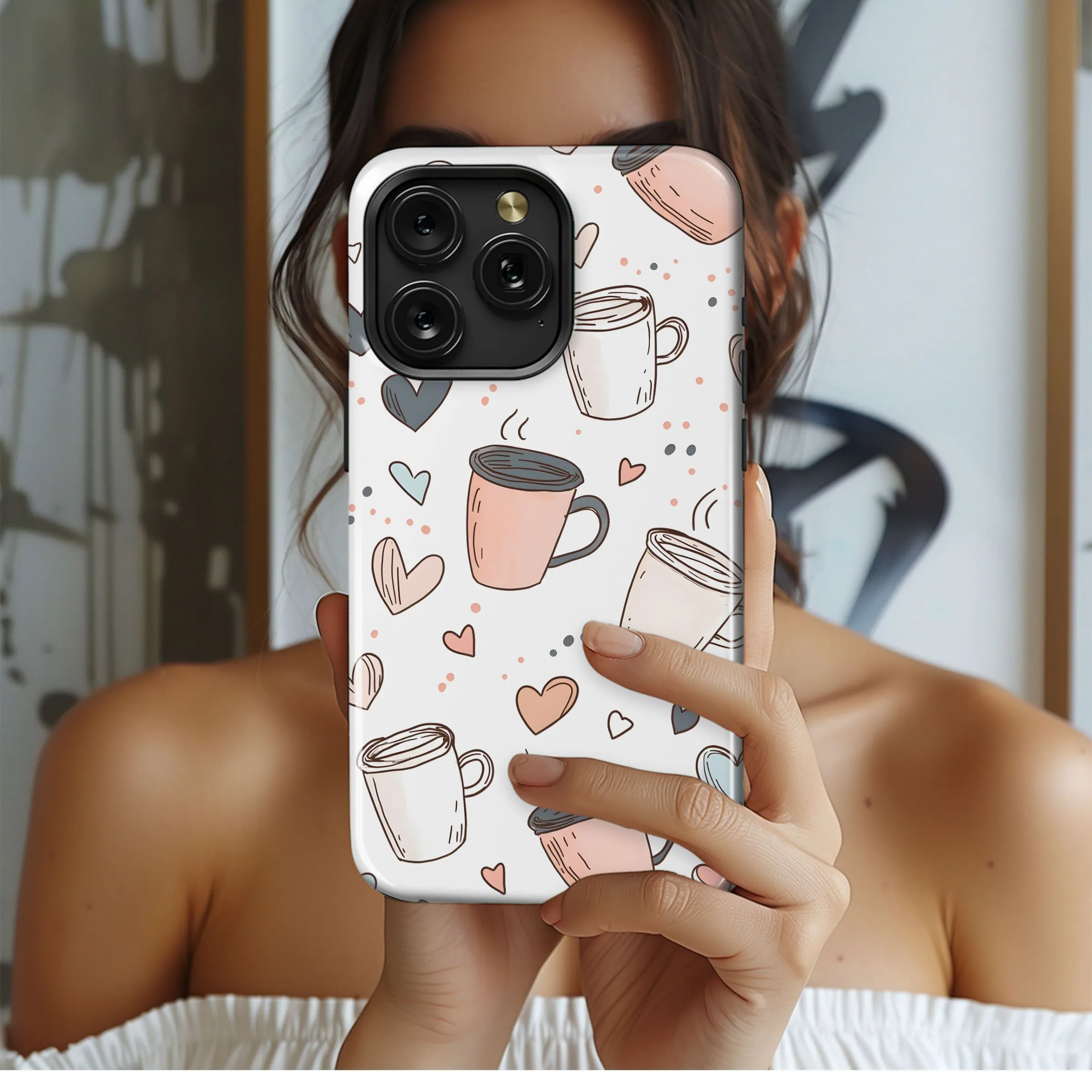 Coffee and Heart Delight Phone Case iPhone Samsung Cover Pixel 5104