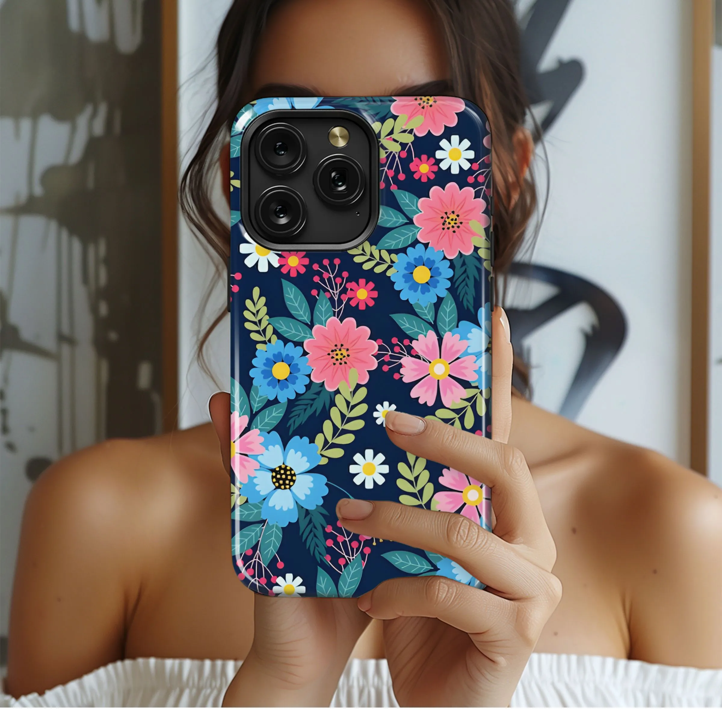 Colorful Floral Pattern Design Phone Case iPhone Samsung Cover Pixel 5259