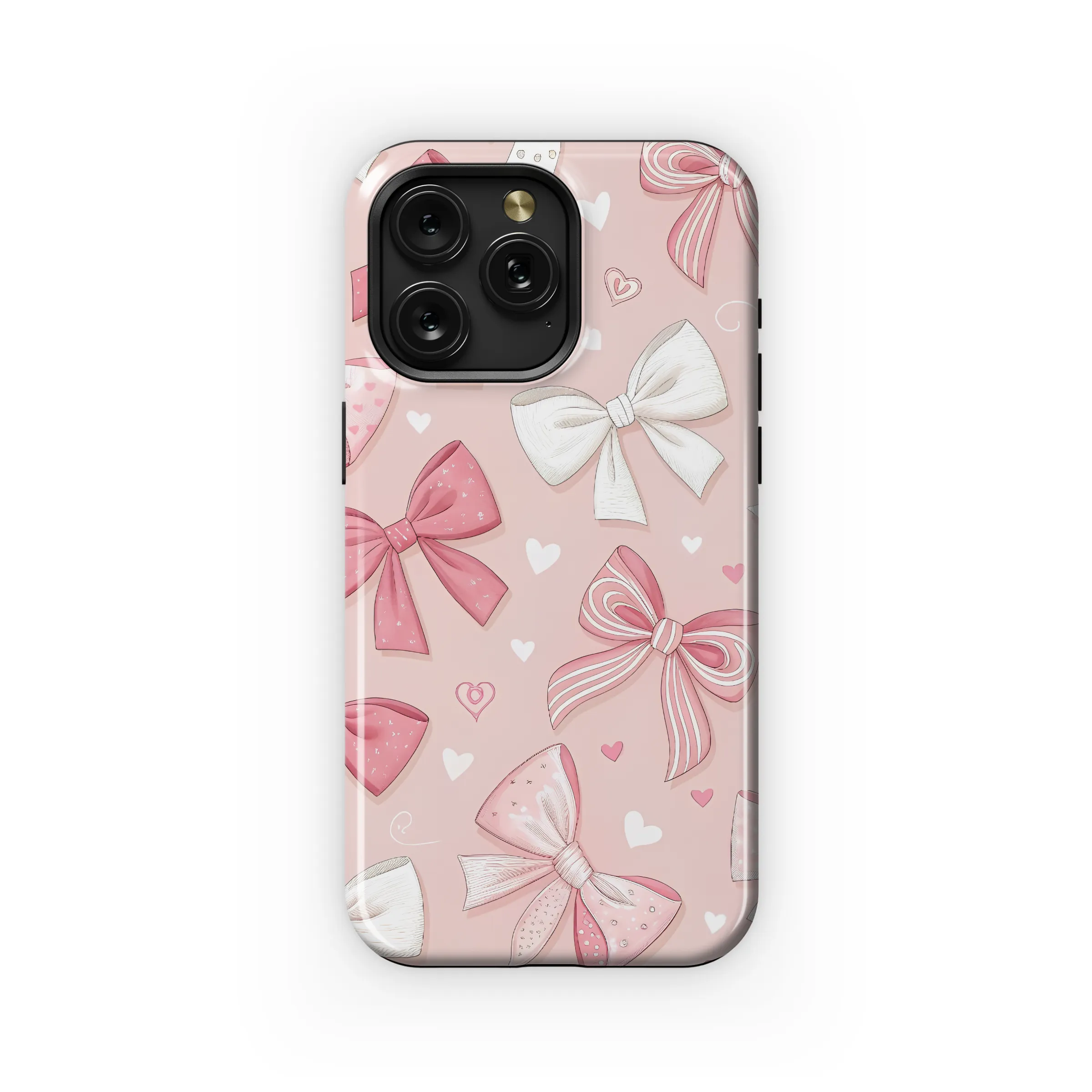 Coquette Pink Bows and Heart Pattern Accessory Phone Case Cover for iPhone 17 Pro Max 16 15 Plus 14 13 Mini Samsung S25 S24 Pixel 10 9 8183
