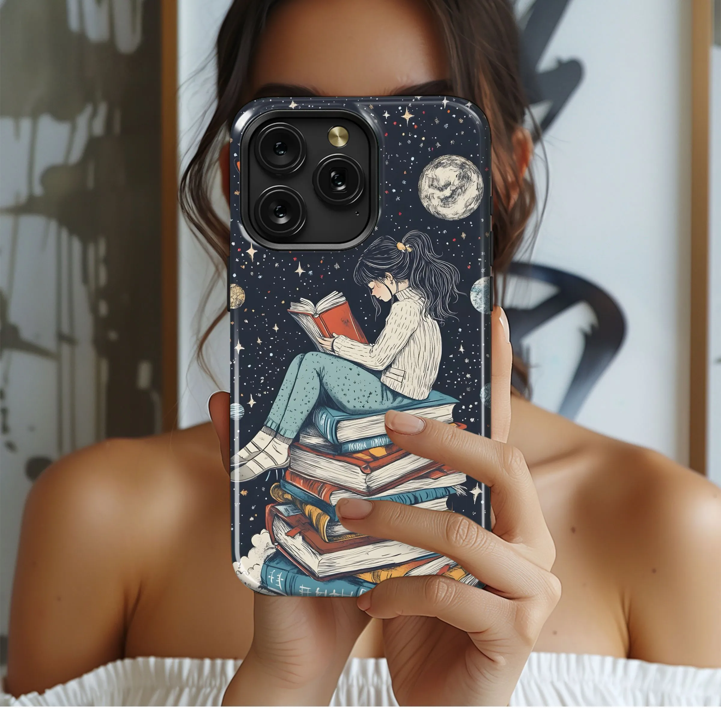 Cosmic Bookworm Dream Phone Case iPhone Samsung Cover Pixel 5477