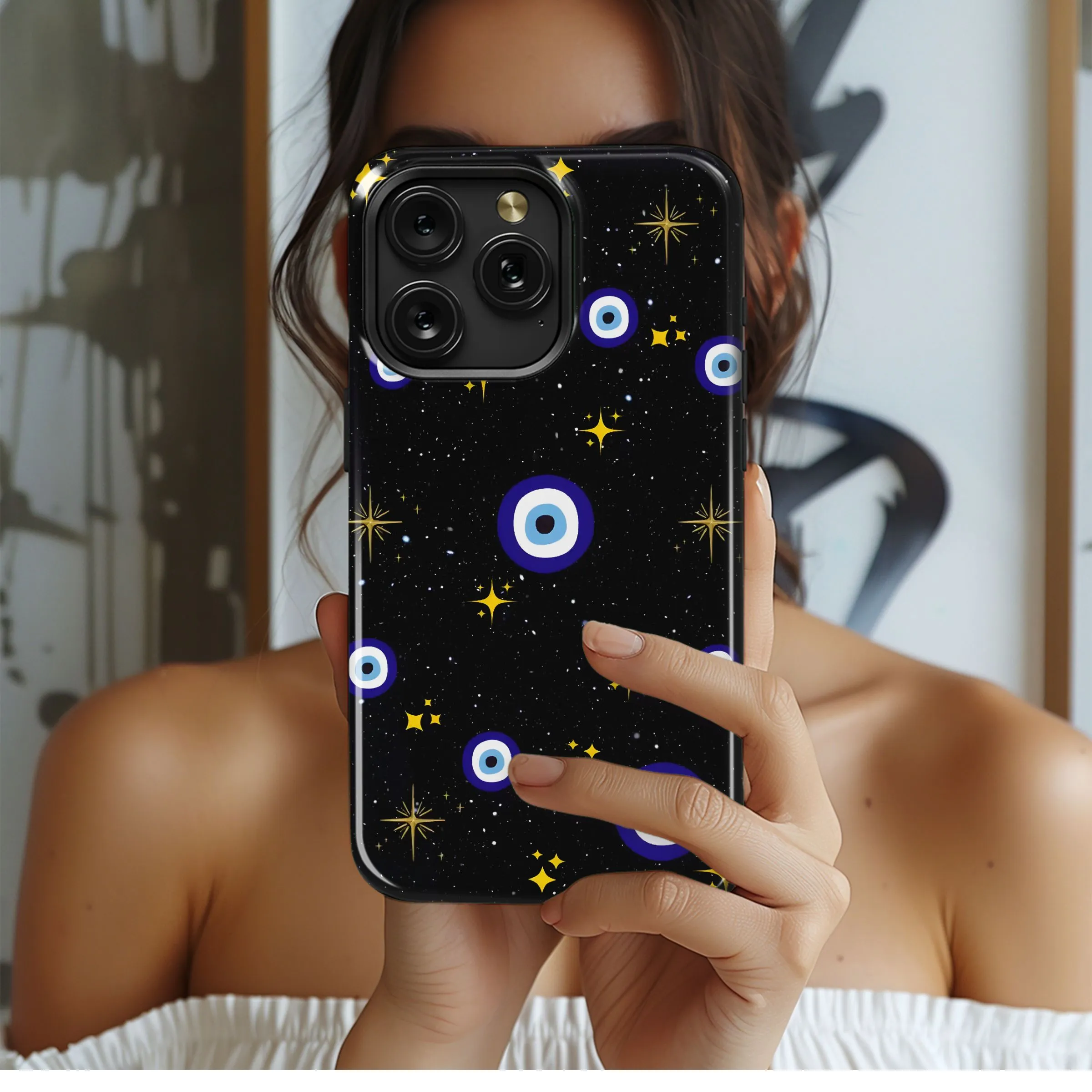 Cosmic Evil Eye Stars Phone Case iPhone Samsung Cover Pixel 4854