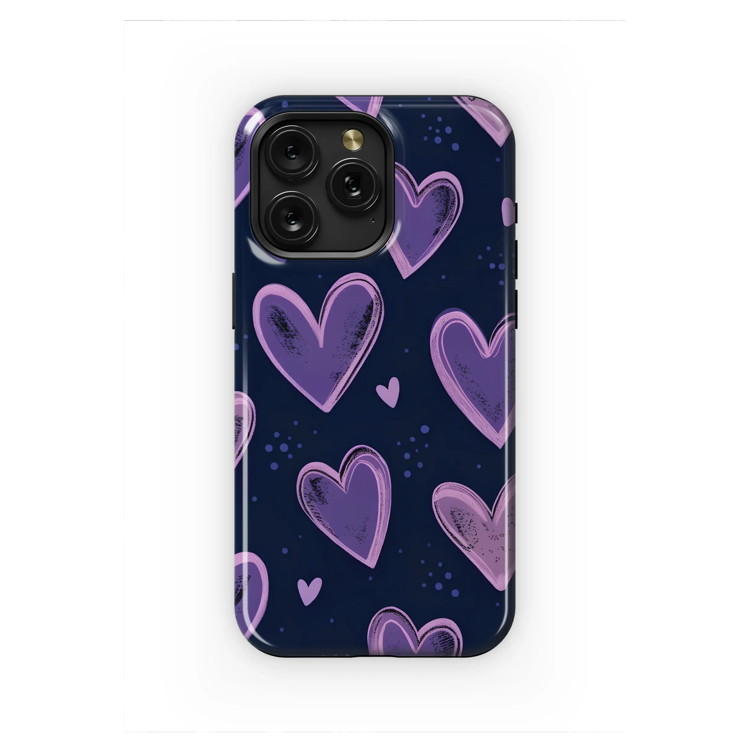 Cosmic Love Purple Heart Pattern Phone Case iPhone Samsung Cover Pixel 8098 - Image 1