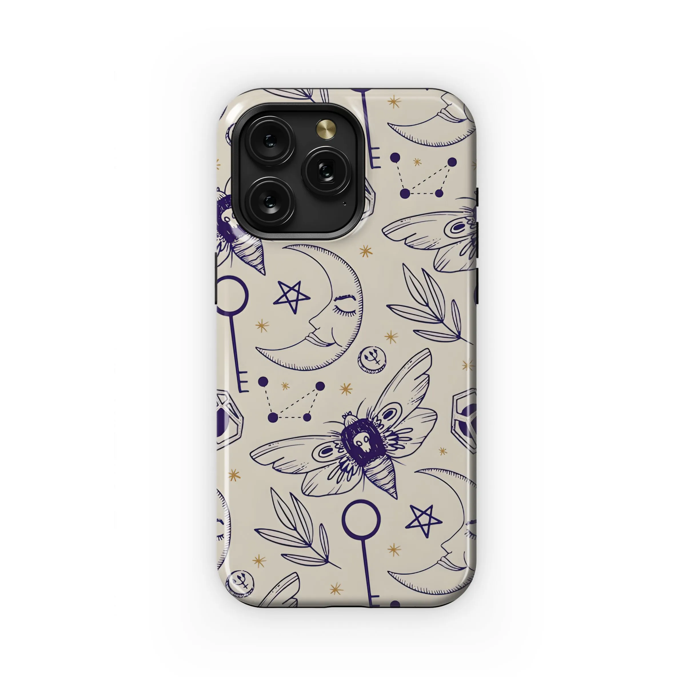 Cosmic Moth Moon Crystal Key Phone Case iPhone Samsung Cover Pixel 5287