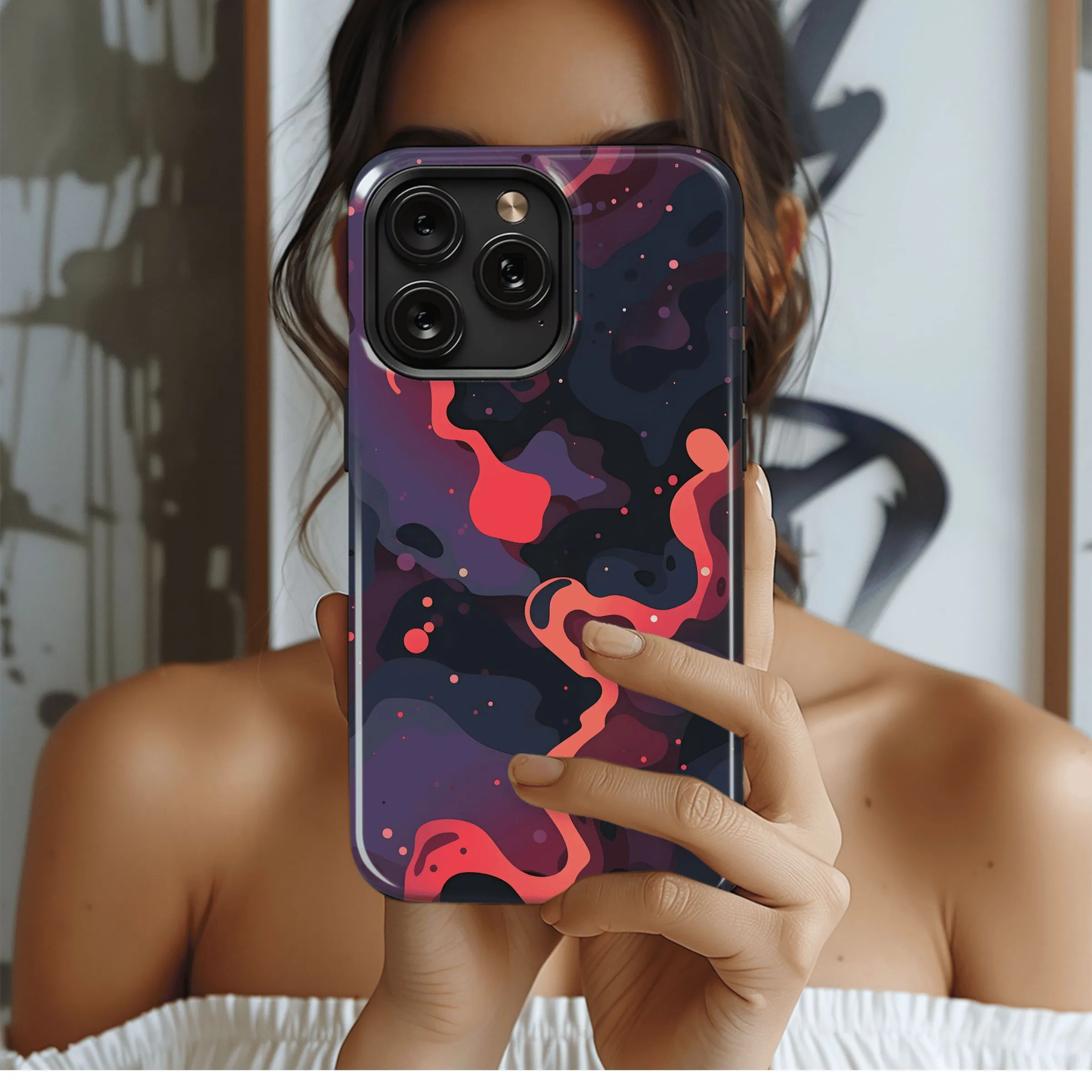Crimson Nebula Flow
 Phone Case iPhone Samsung Cover Pixel 4416