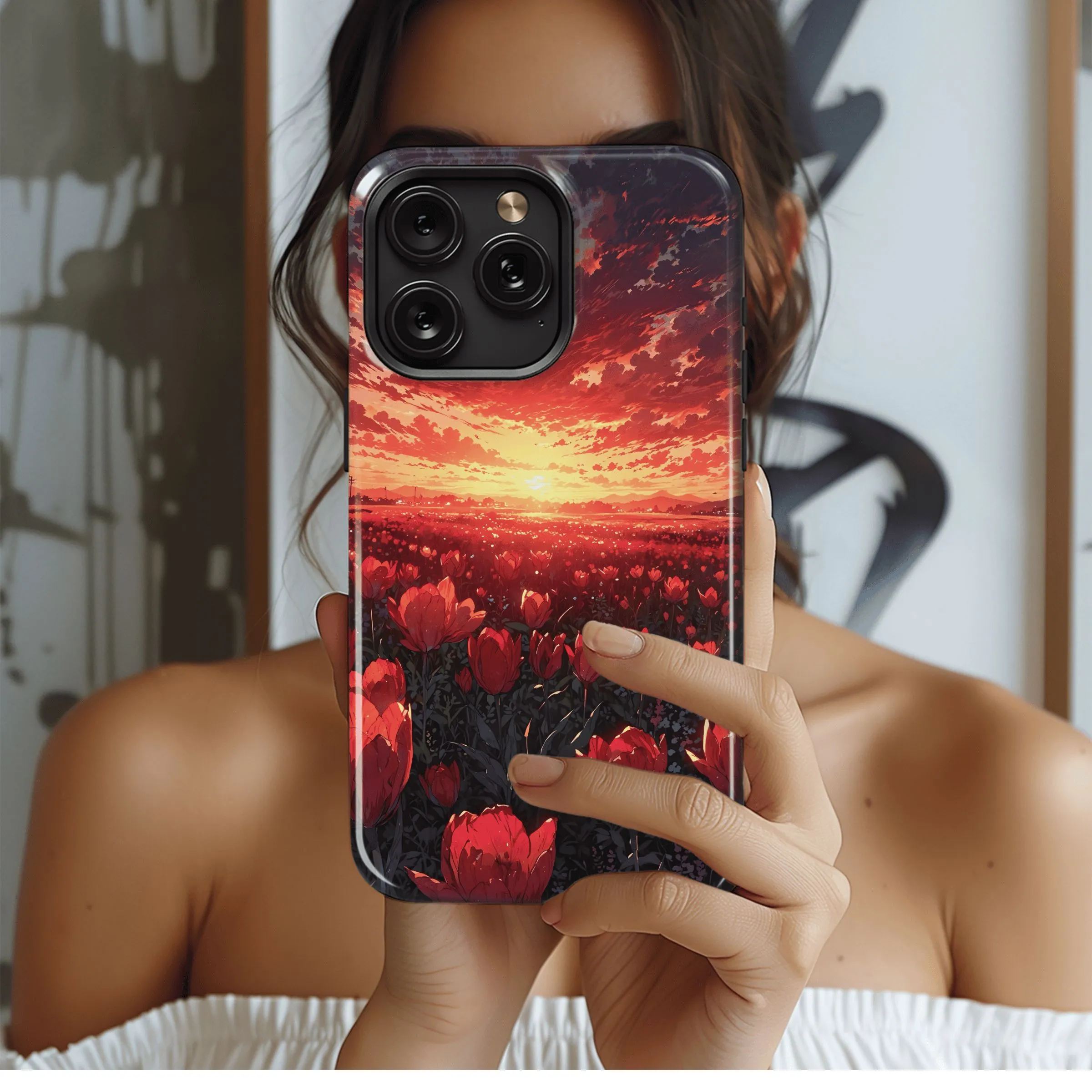 Crimson Sunset Tulips
 Phone Case iPhone Samsung Cover Pixel 4652