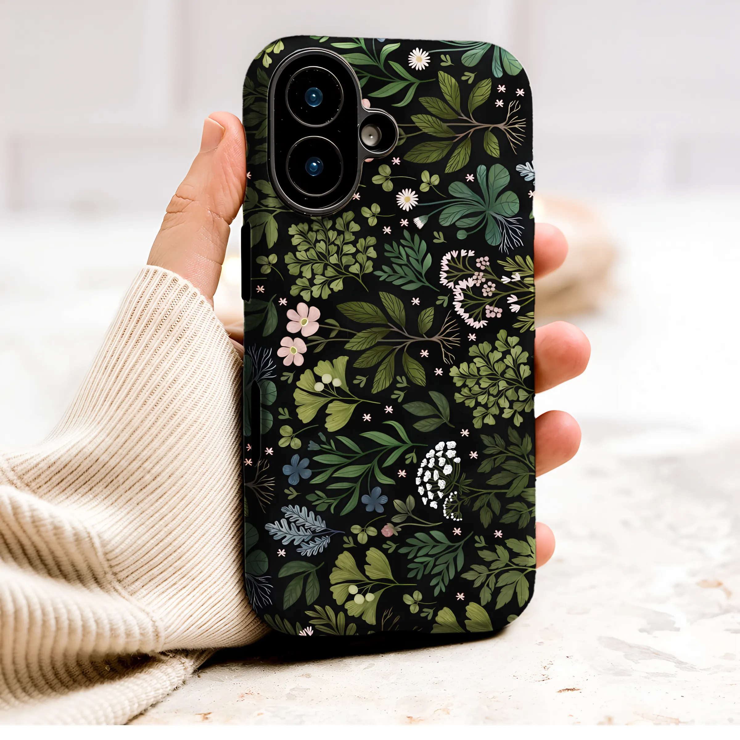 Dark Botanical Wildflower Meadow Pattern Phone Case Cover for iPhone 17 Pro Max 16 15 Plus 14 13 Mini Samsung S26 S25 Google Pixel 10 9 9652 - Image 1