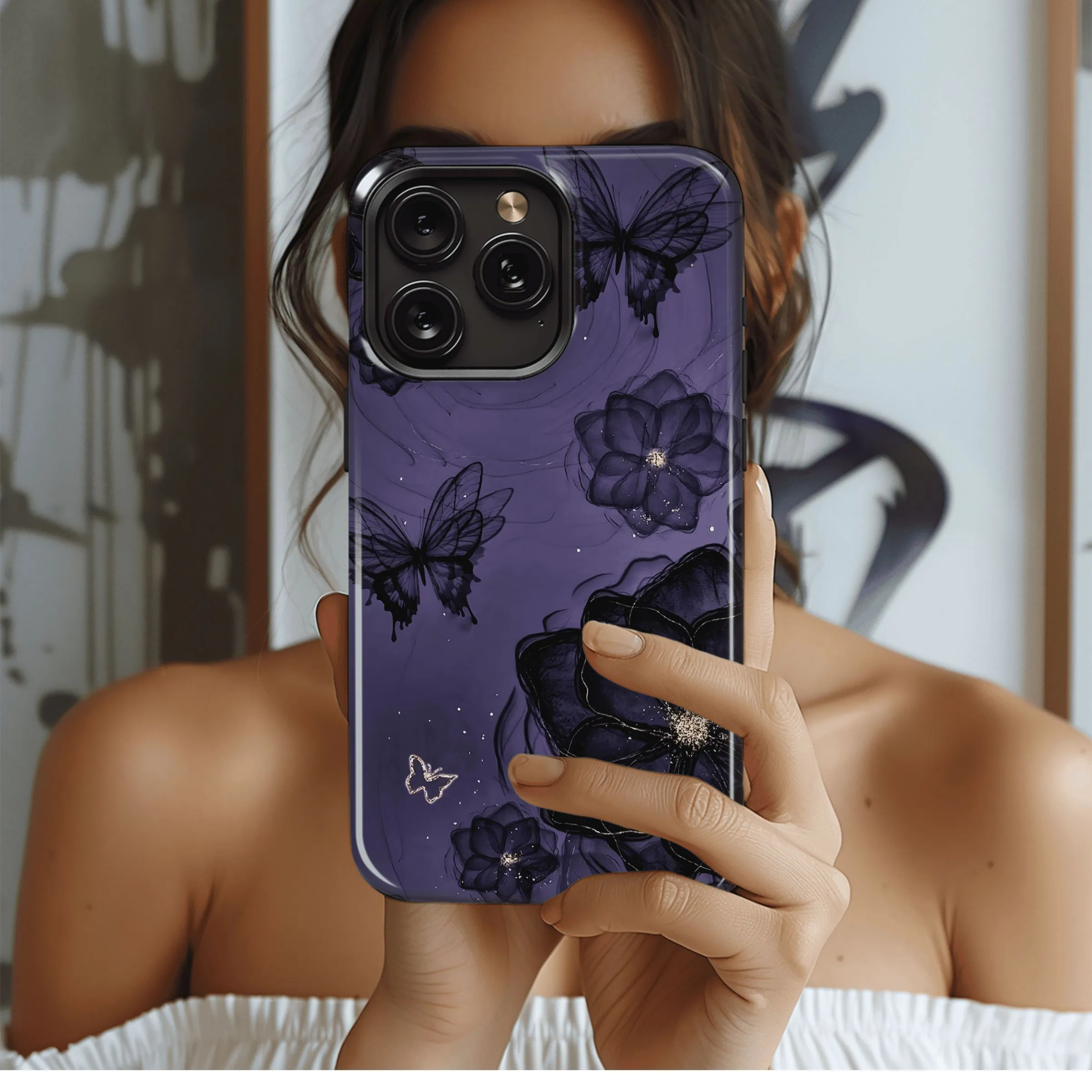 Dark Floral Butterflies
 Phone Case iPhone Samsung Cover Pixel 4443