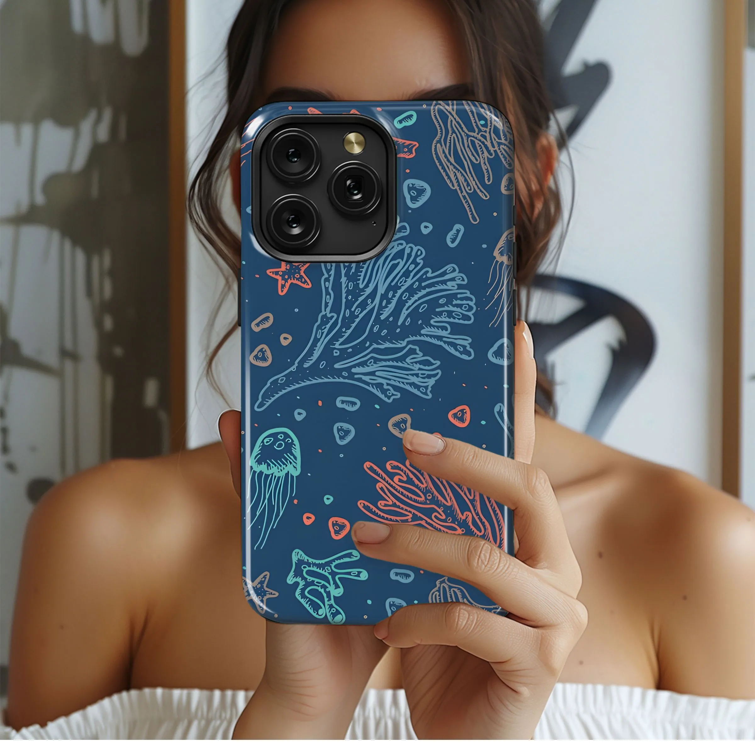 Deep Blue Sea Creatures Pattern Phone Case iPhone Samsung Cover Pixel 5318