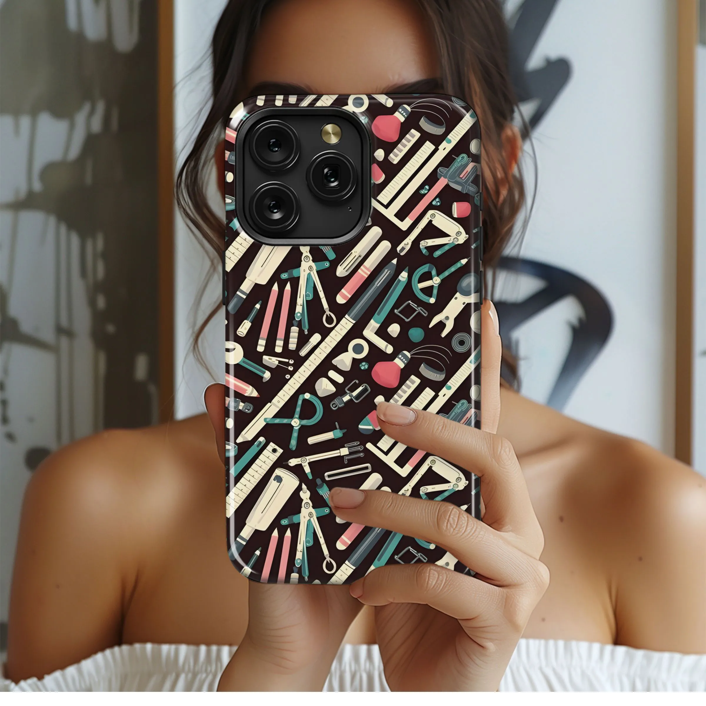 Drafting Tools Pattern Phone Case iPhone Samsung Cover Pixel 5171