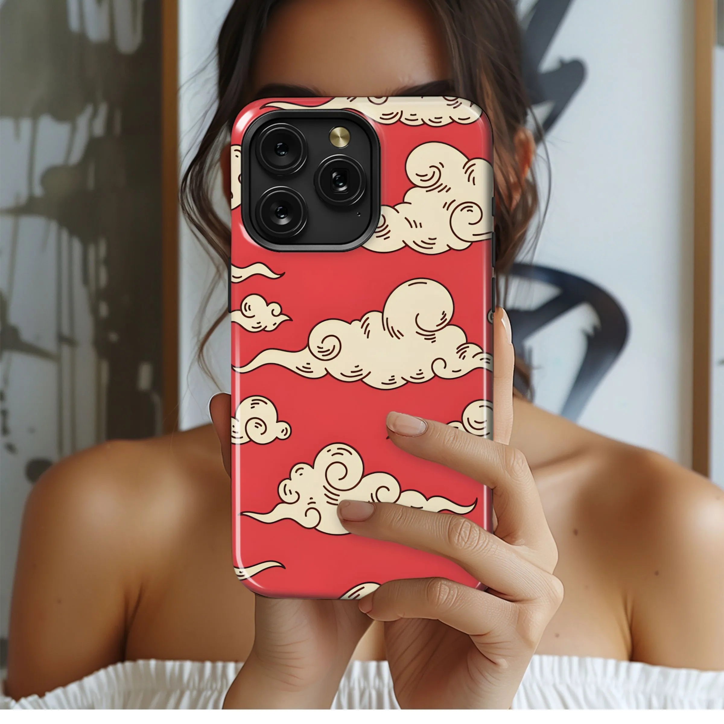 Eastern Red Cloud Pattern Phone Case iPhone Samsung Cover Pixel 5276