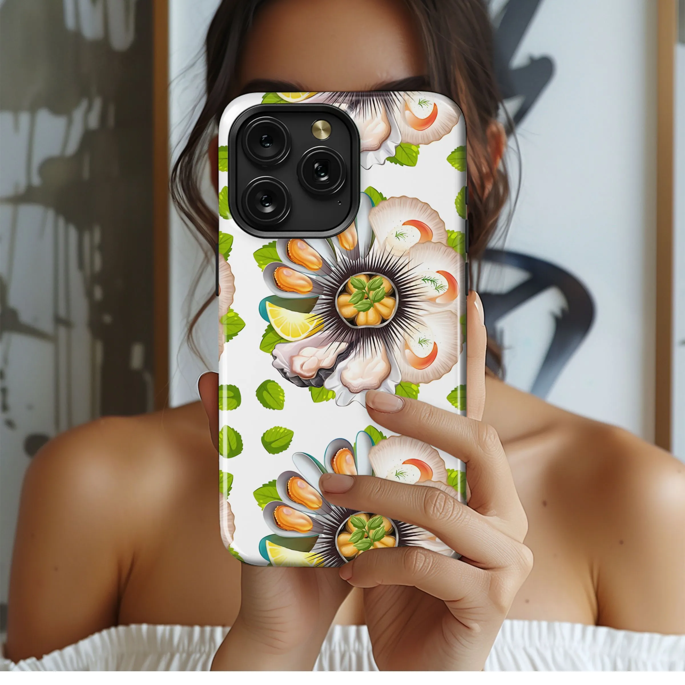 Elegant Seafood Floral Pattern Phone Case iPhone Samsung Cover Pixel 5421