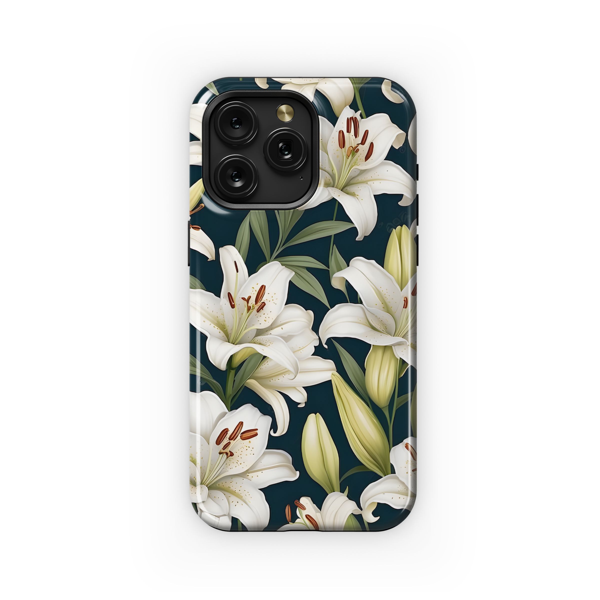 Elegant White Lilies Pattern Phone Case iPhone Samsung Cover Pixel 5241