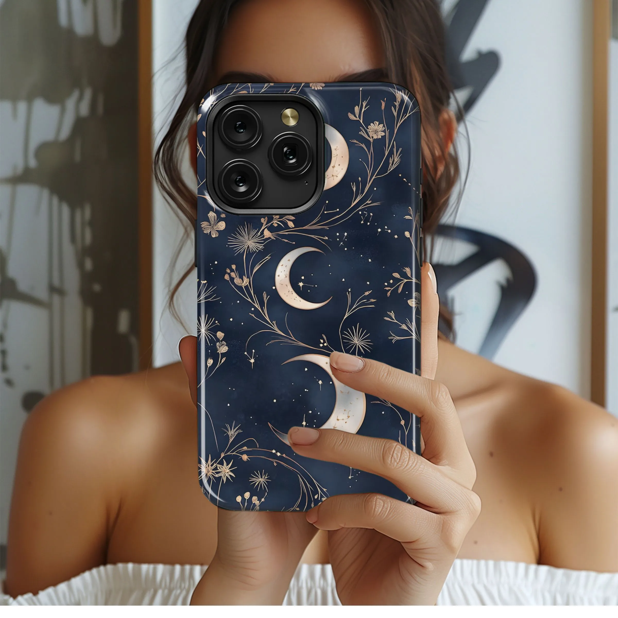Enchanted Golden Moon Floral Vines Phone Case iPhone Samsung Cover Pixel 5243