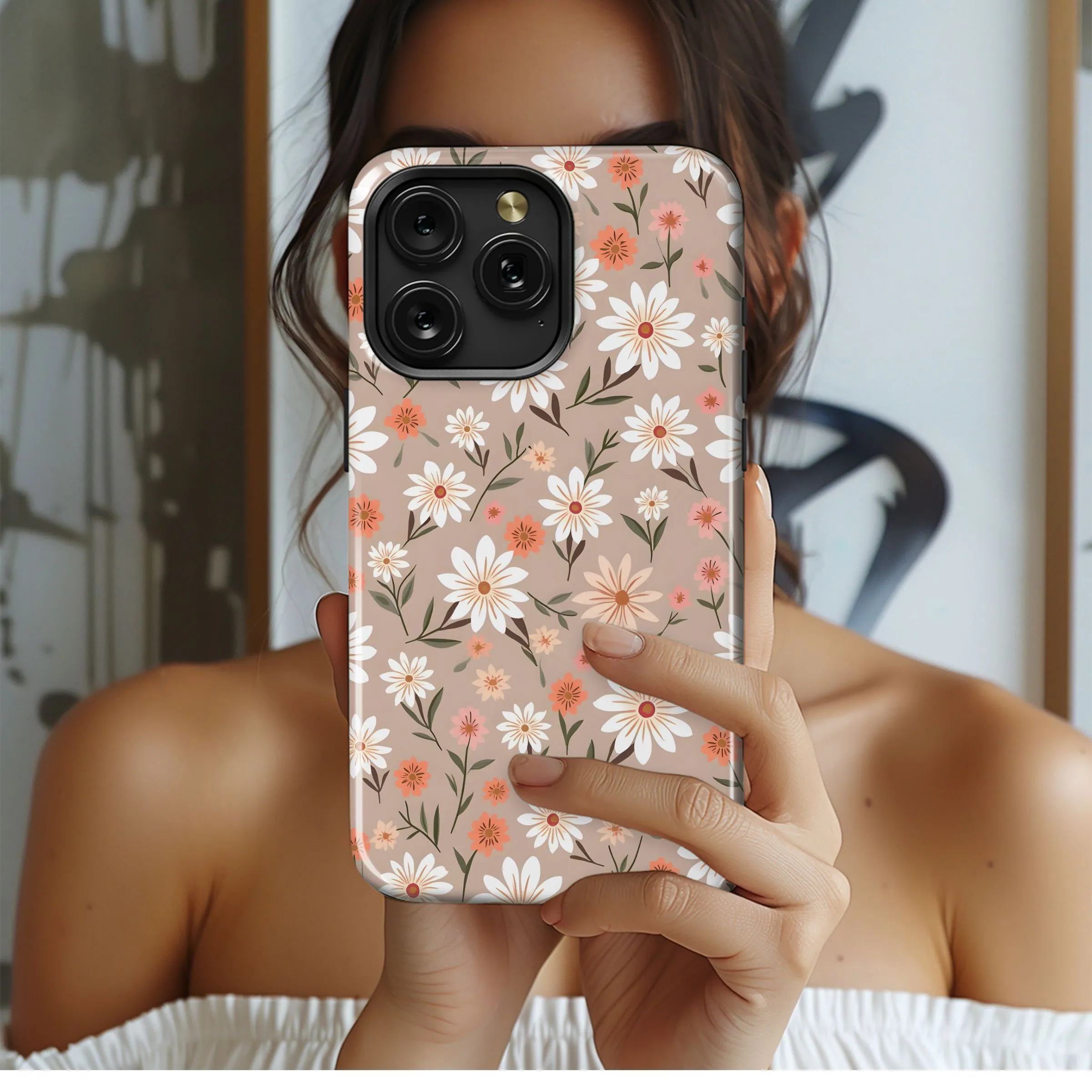 Floral Beige Bloom Pattern Phone Case iPhone Samsung Cover Pixel 4900