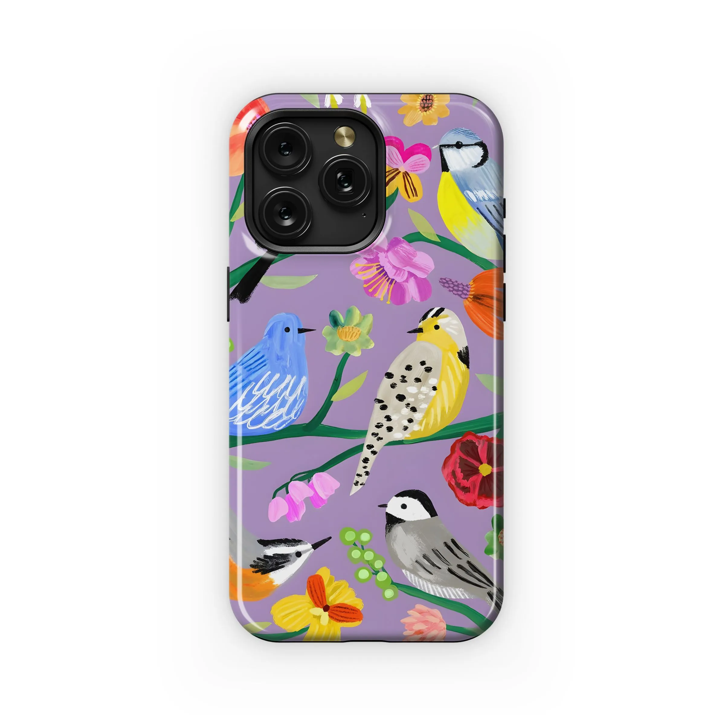 Floral Birds on Lavender Phone Case iPhone Samsung Cover Pixel 5048