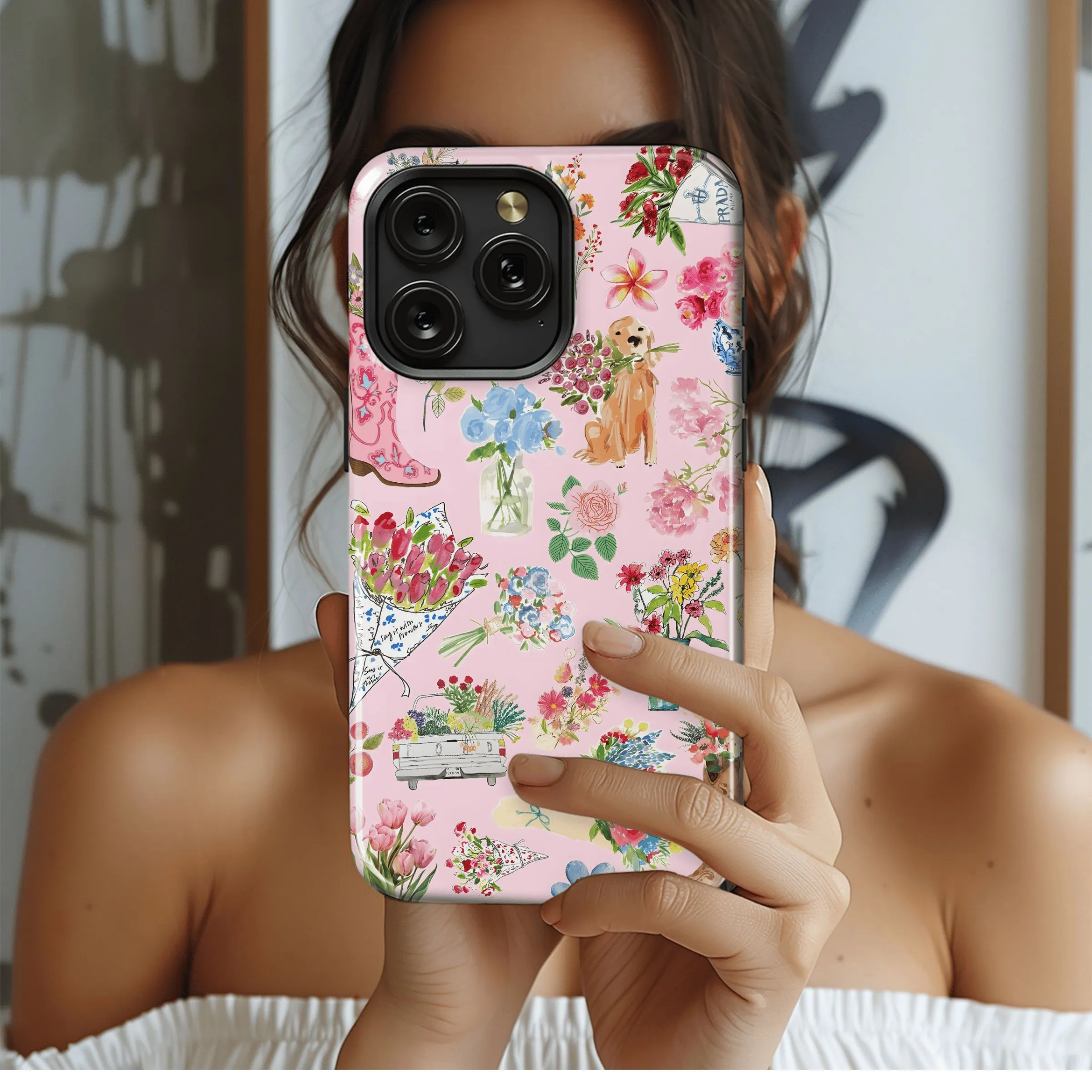 Floral Doggy Delight
 Phone Case iPhone Samsung Cover Pixel 4545