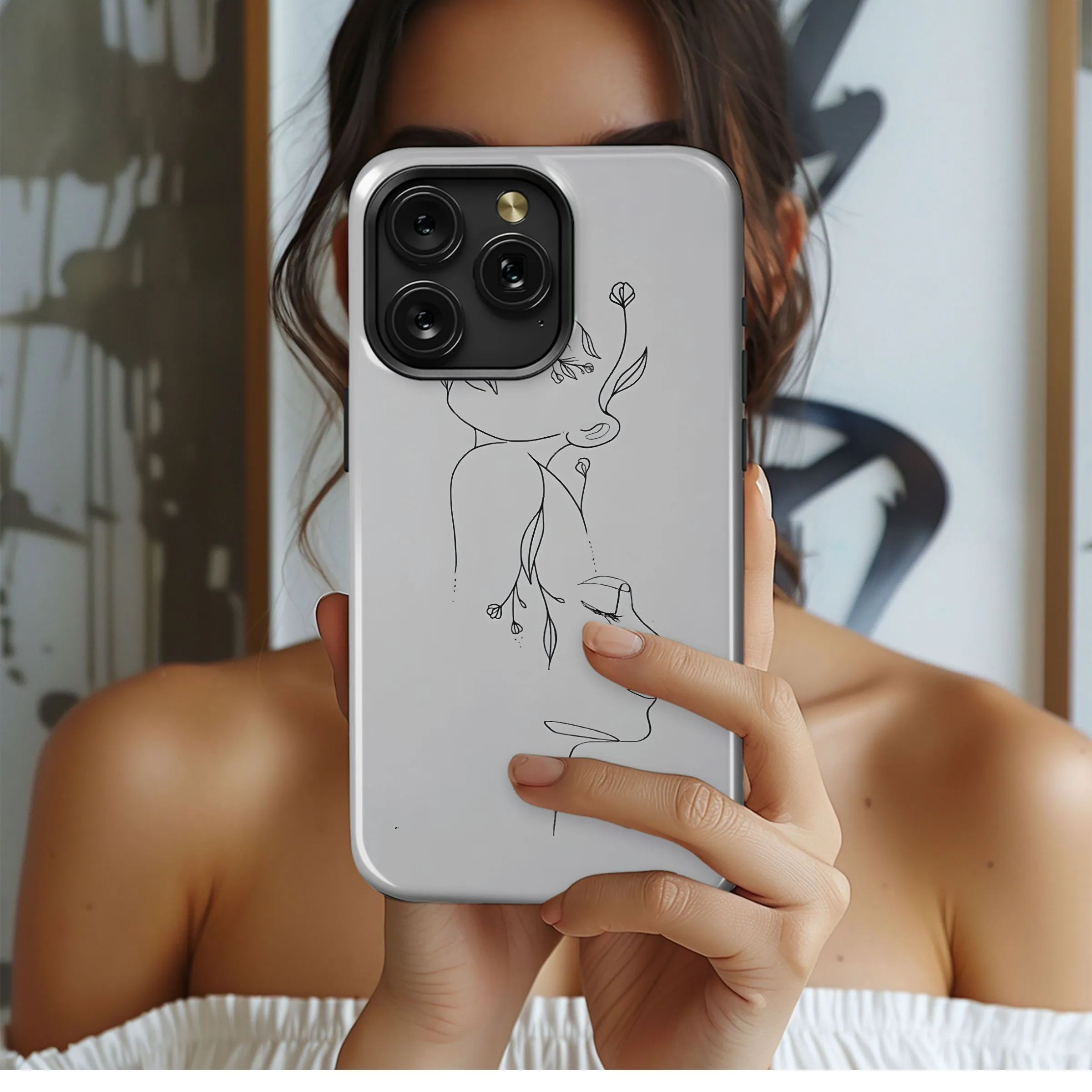 Floral Face Line Art
 Phone Case iPhone Samsung Cover Pixel 4763