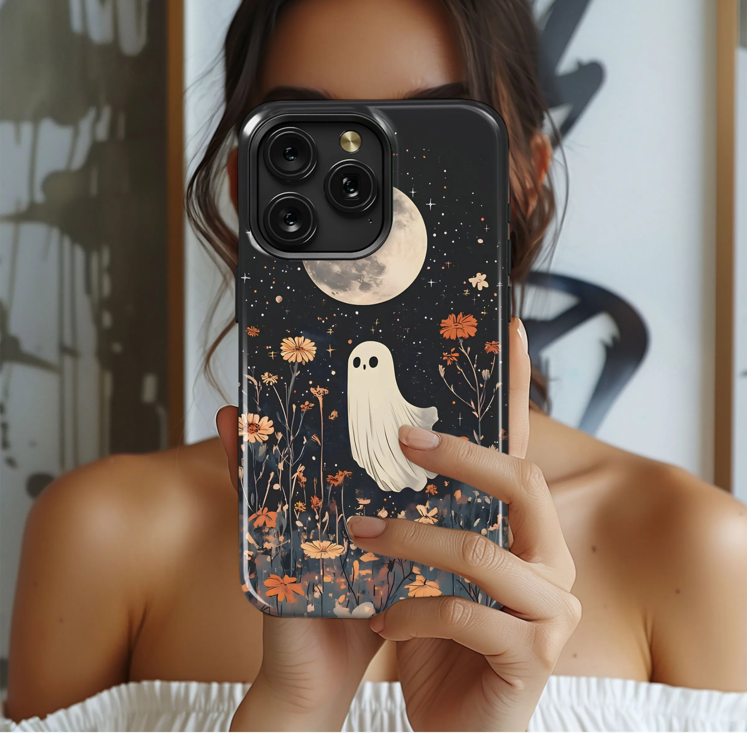 Floral Ghost, Moonlit Night Phone Case iPhone Samsung Cover Pixel 4859