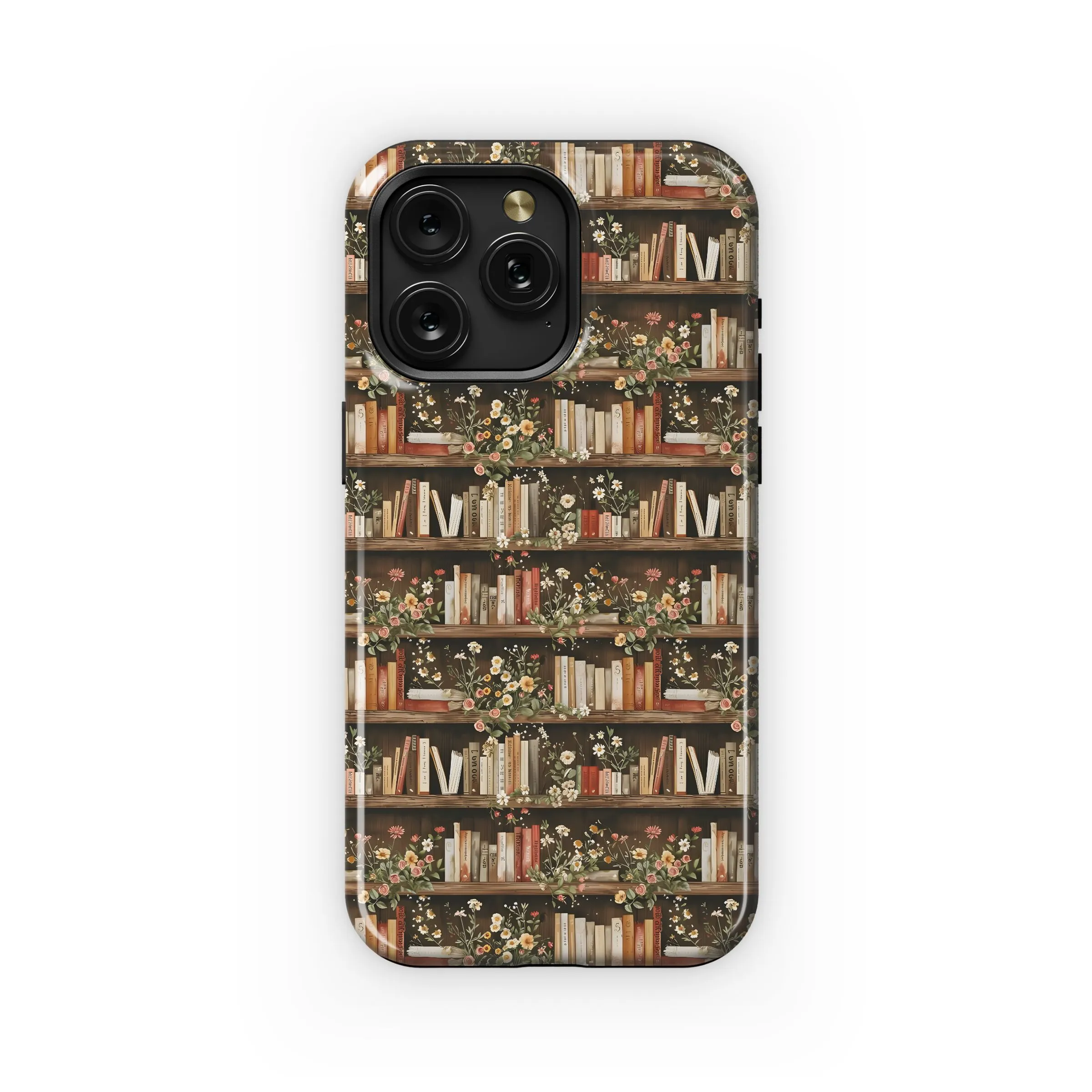 Floral Vintage Bookcase Design Phone Case iPhone Samsung Cover Pixel 4868