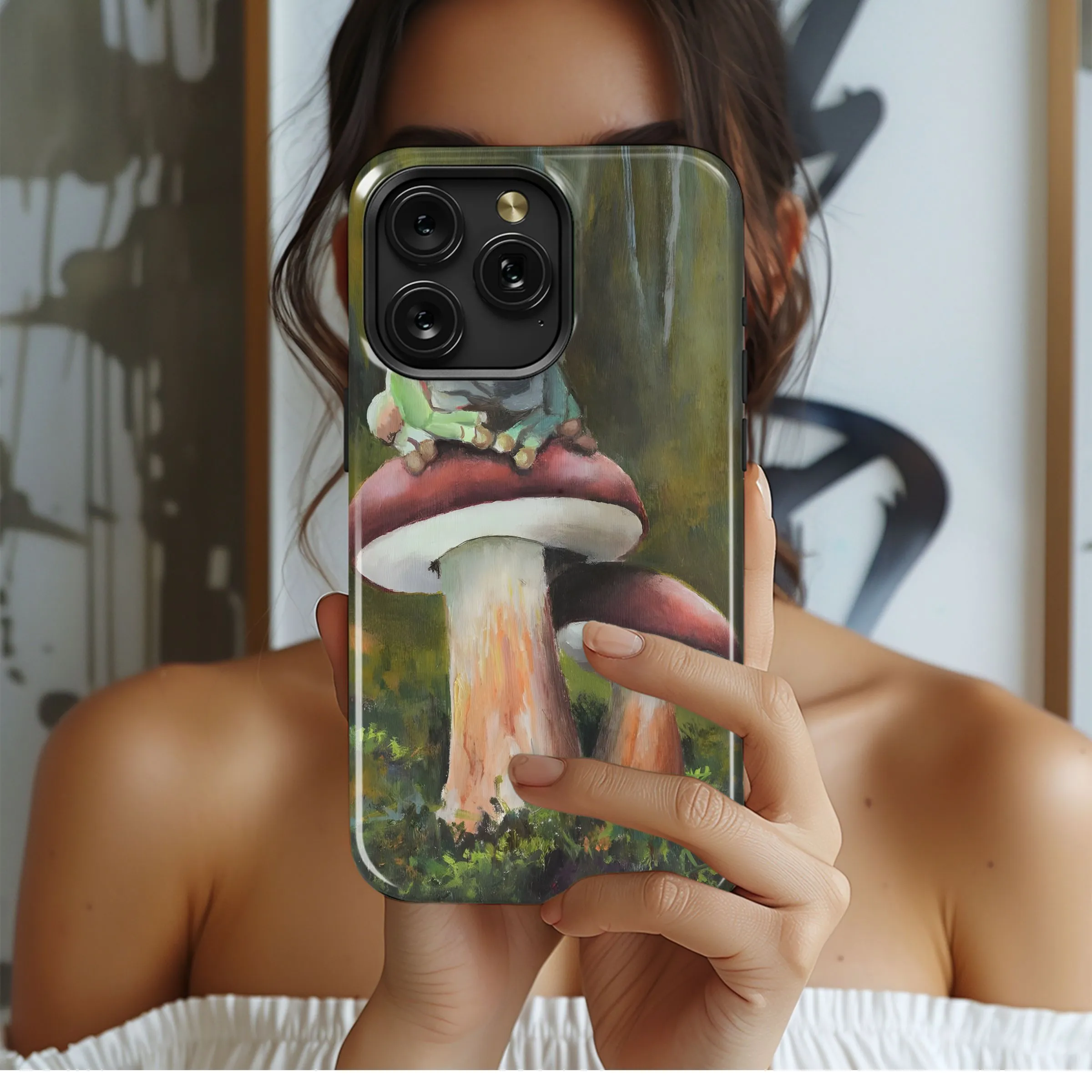 Frog on Mushroom Throne Phone Case iPhone Samsung Cover Pixel 4832