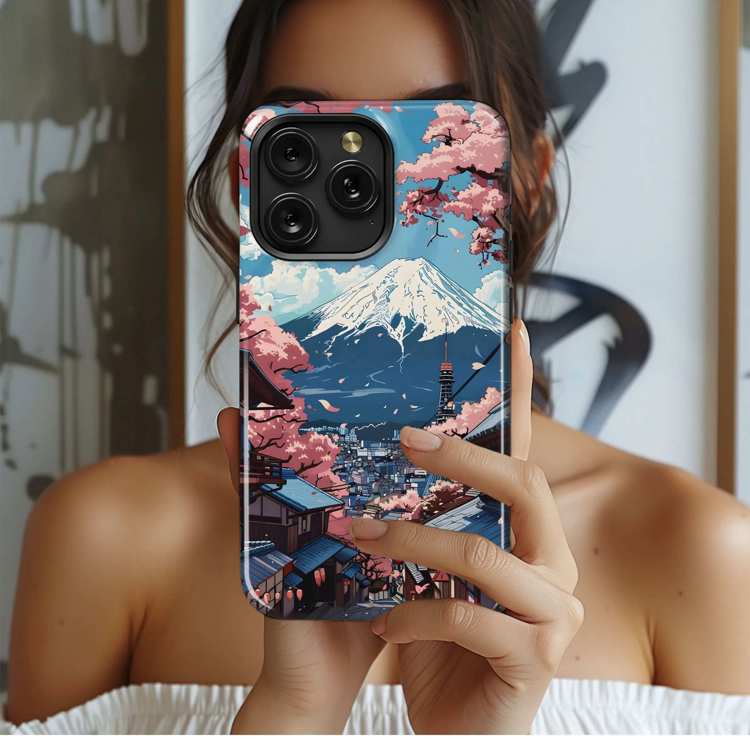 Fuji Cherry Blossom City
 Phone Case iPhone Samsung Cover Pixel 5462