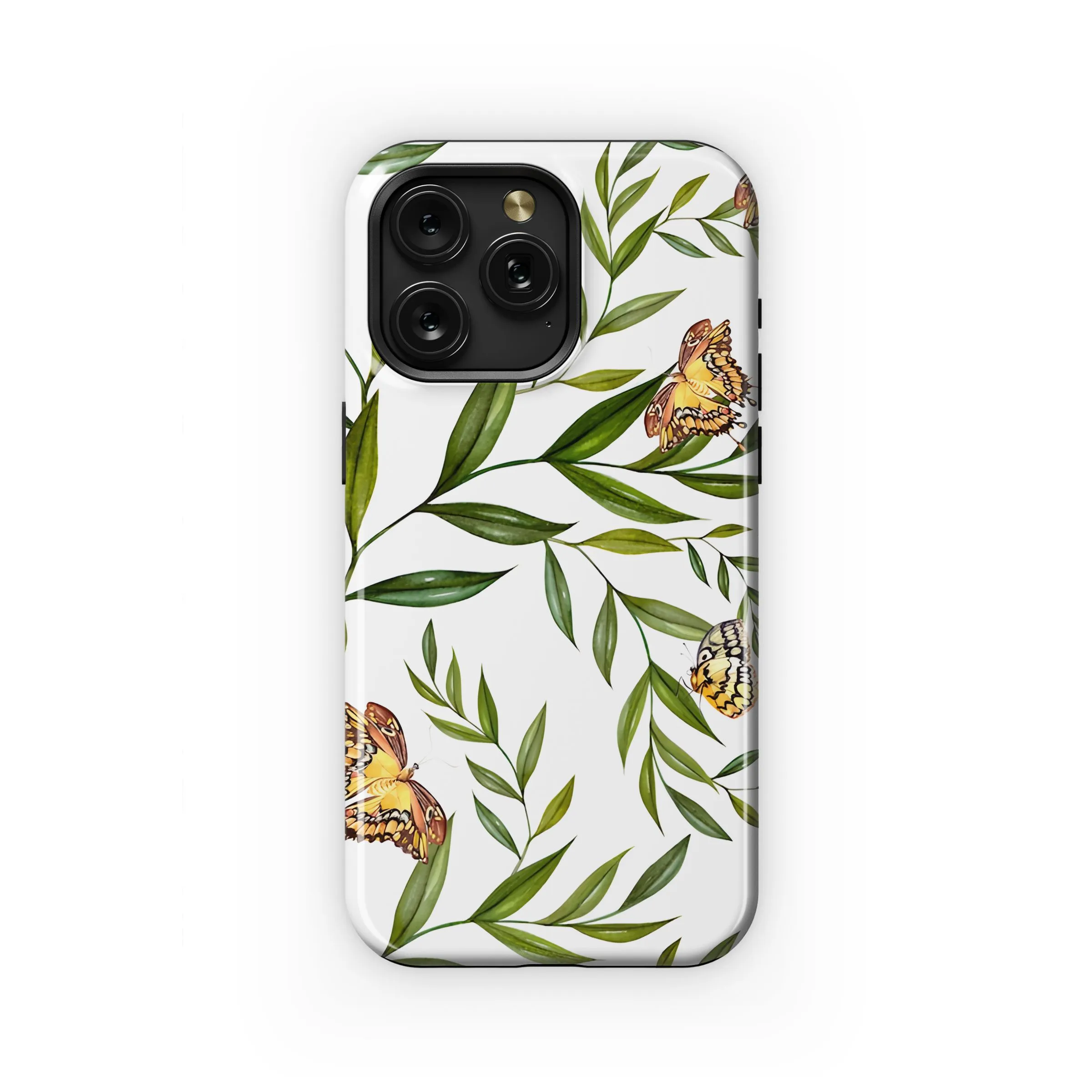 Golden Butterflies and Leaves Phone Case iPhone Samsung Cover Pixel 5299