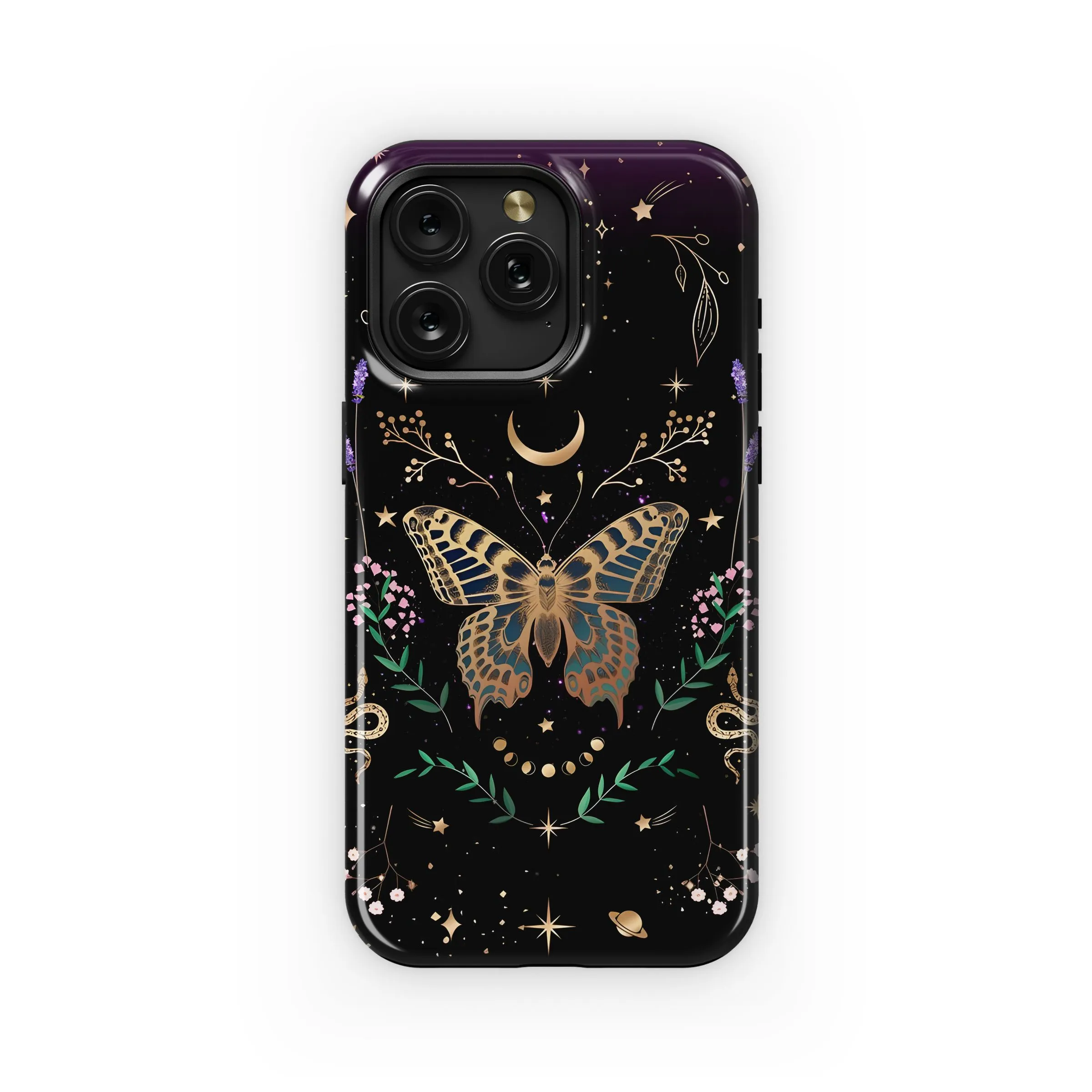 Golden Butterfly Celestial Night Design Phone Case iPhone Samsung Cover Pixel 5390