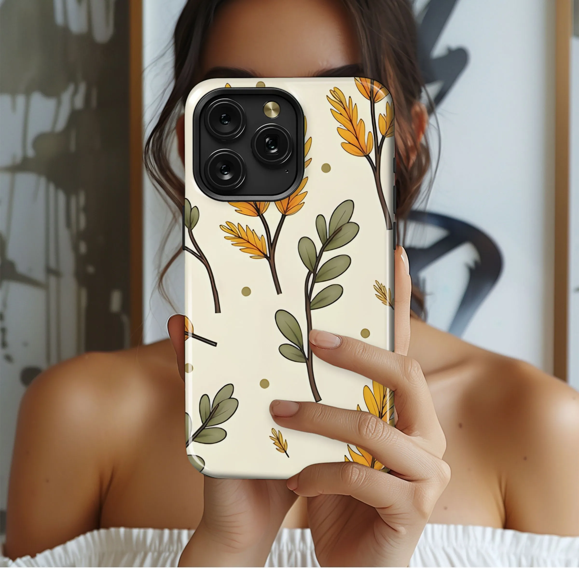 Golden Leaves and Berries Phone Case iPhone Samsung Cover Pixel 5161