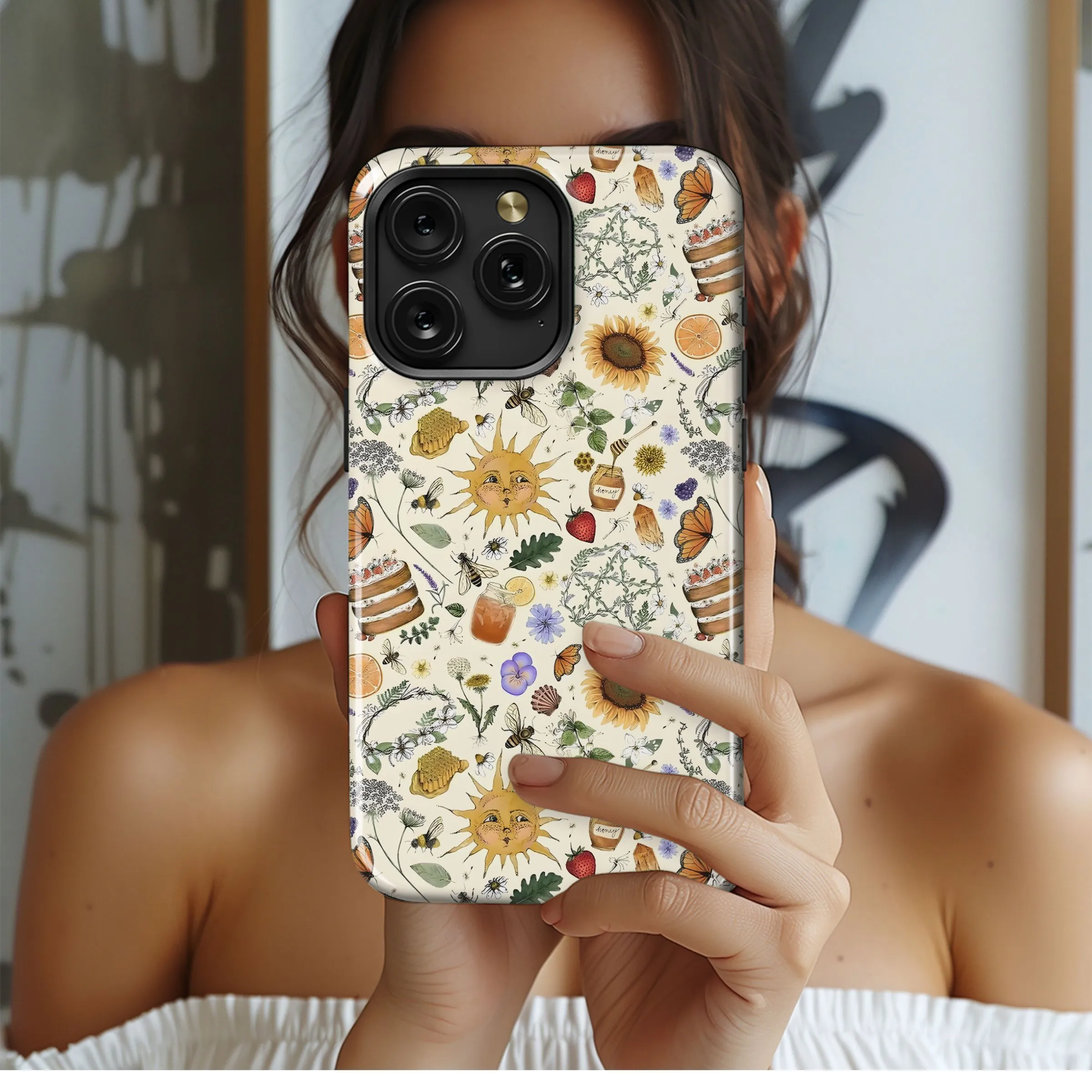 Golden Sunshine Garden Sweetness Pattern Phone Case iPhone Samsung Cover Pixel 5399