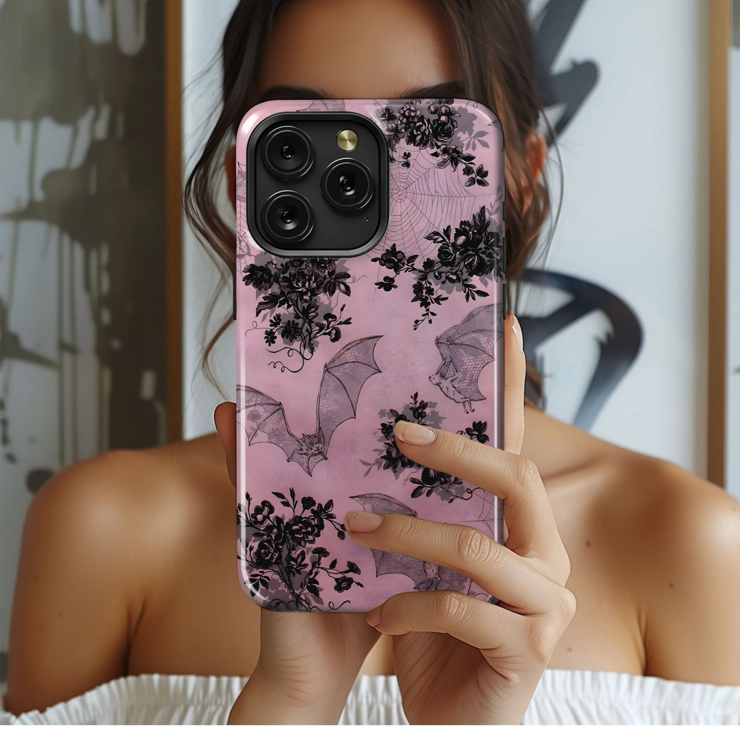 Gothic Bats & Roses
 Phone Case iPhone Samsung Cover Pixel 5480