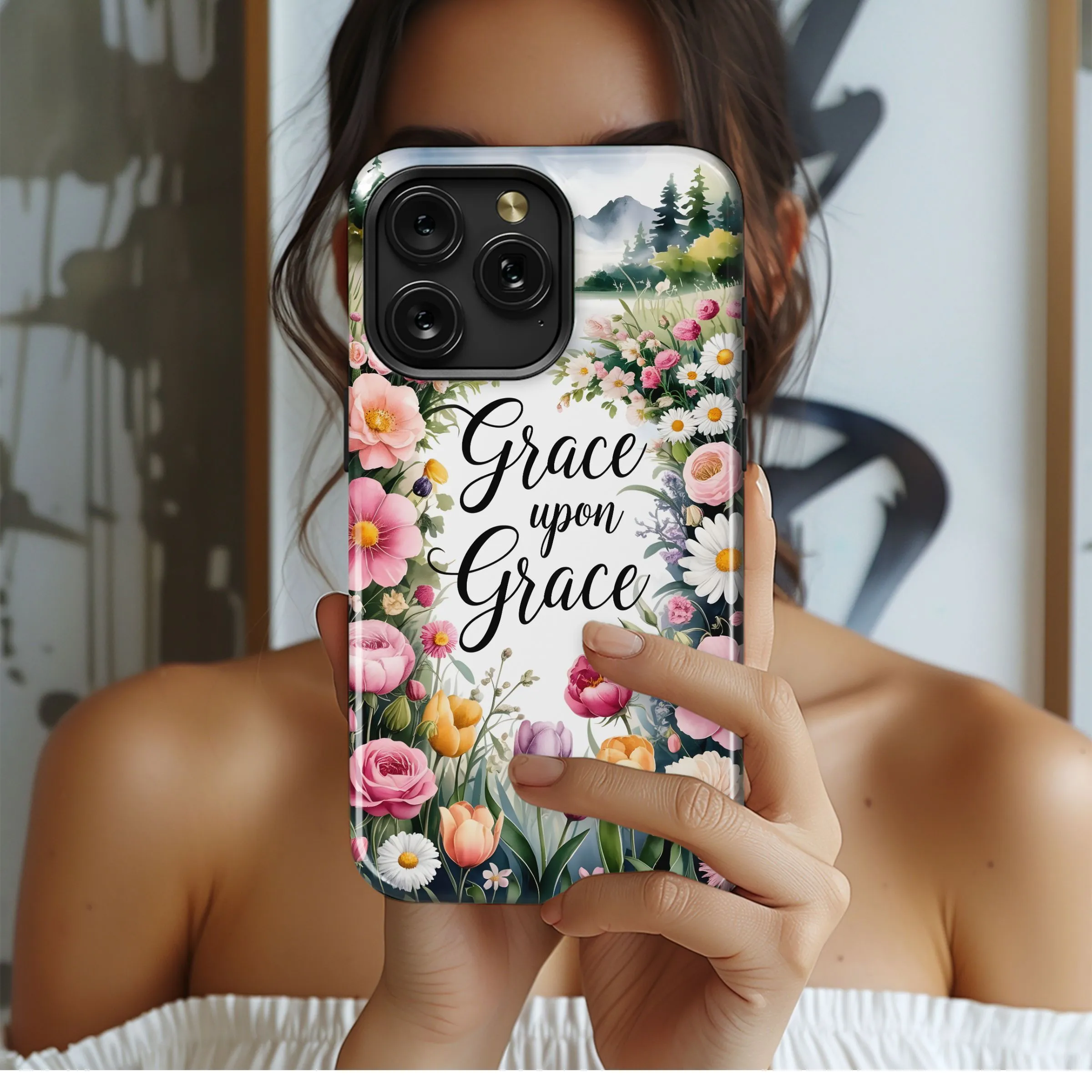 Grace Upon Grace Floral Art Phone Case iPhone Samsung Cover Pixel 5032