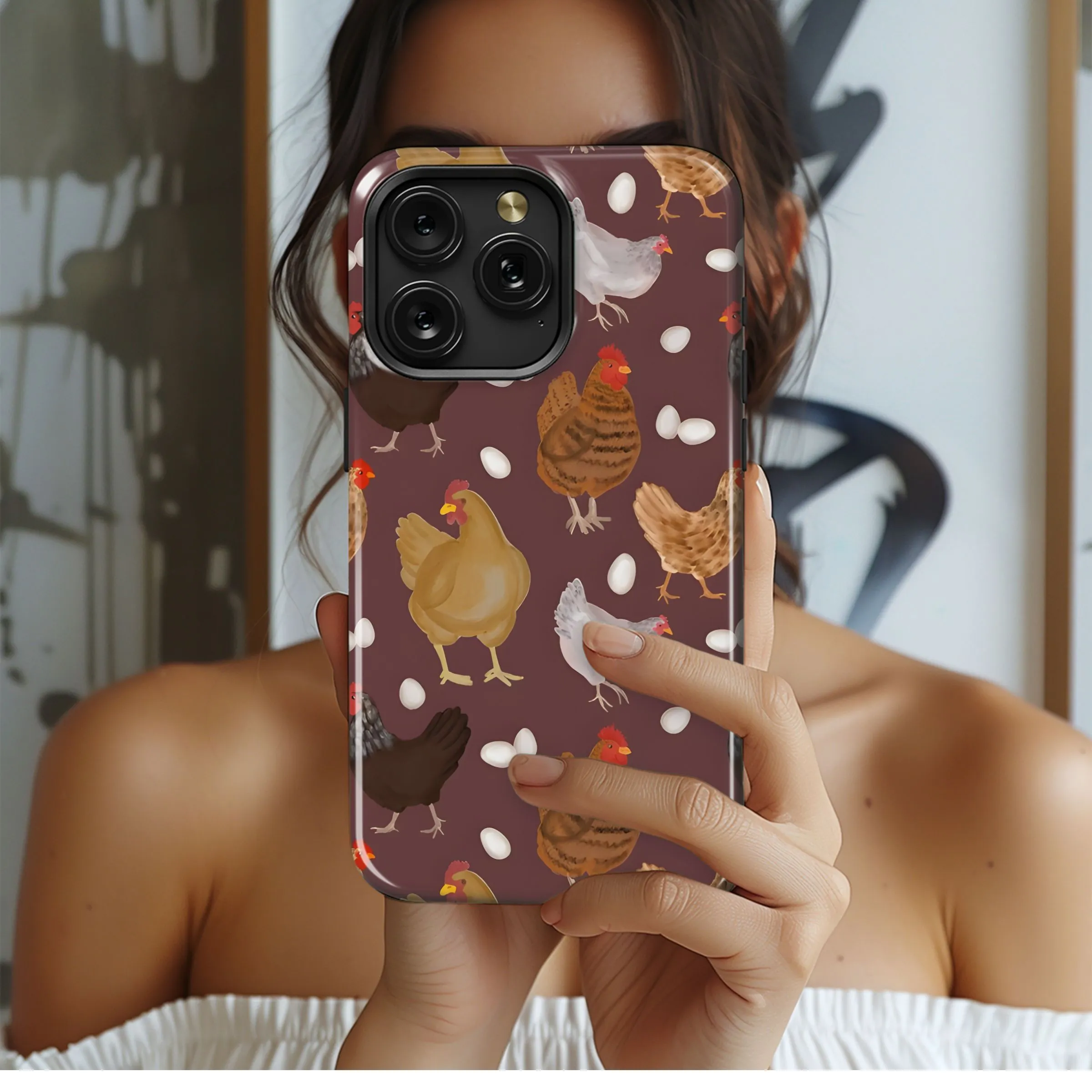 Hen & Egg Patterned Design
 Phone Case iPhone Samsung Cover Pixel 5163